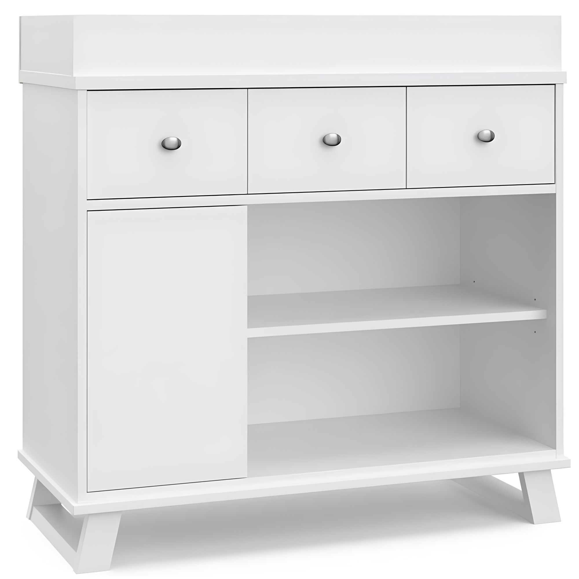 White Modern Nursery Changing Table Dresser with Drawers