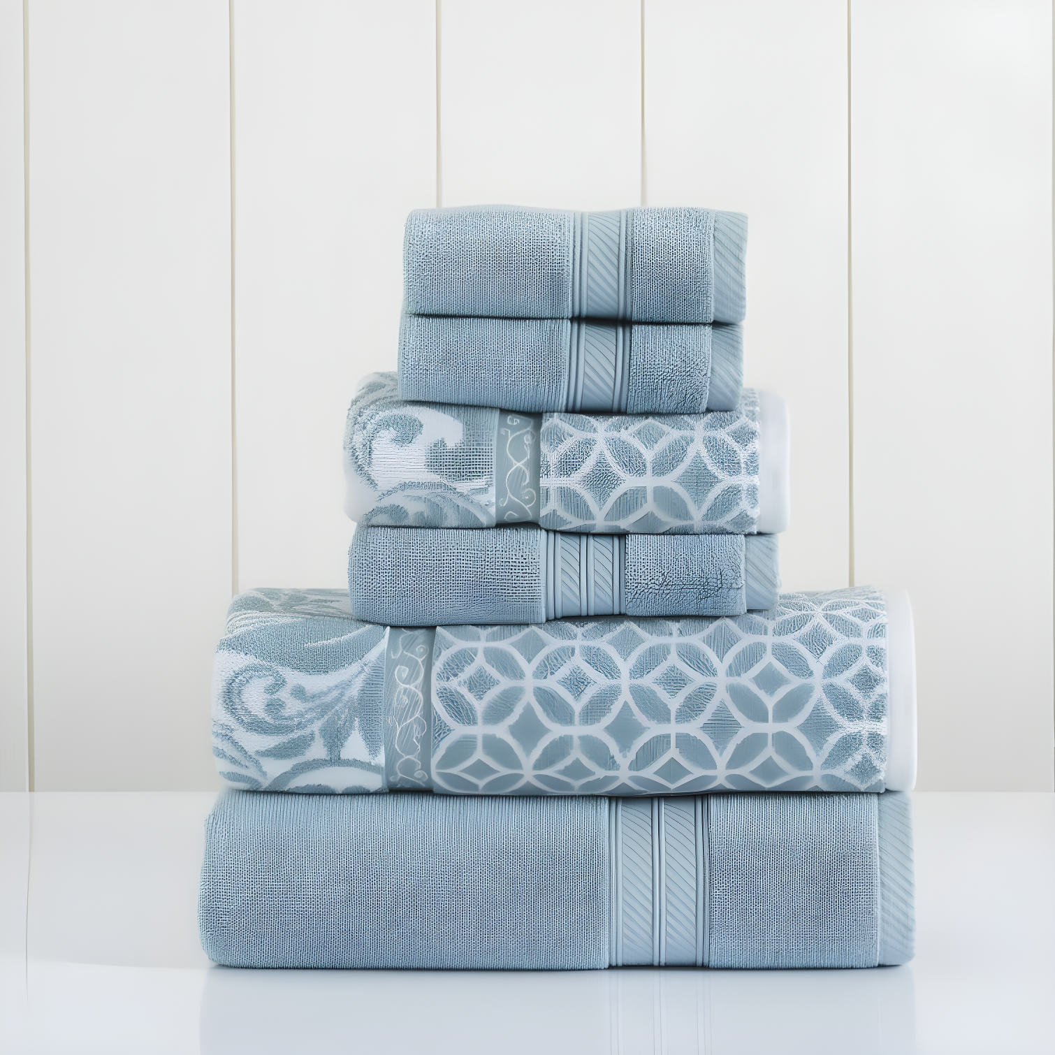 Sterling Blue Cotton Jacquard 6-Piece Towel Set