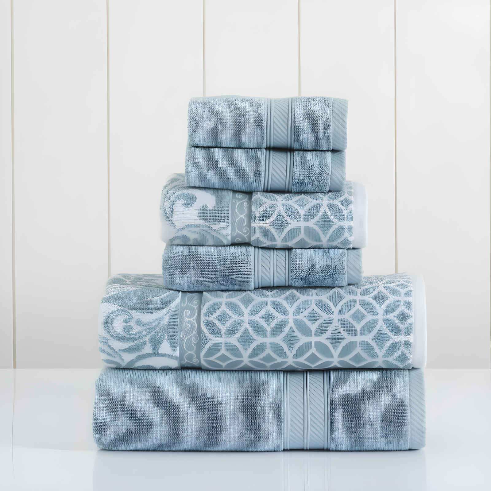 Sterling Blue Cotton Jacquard 6-Piece Towel Set