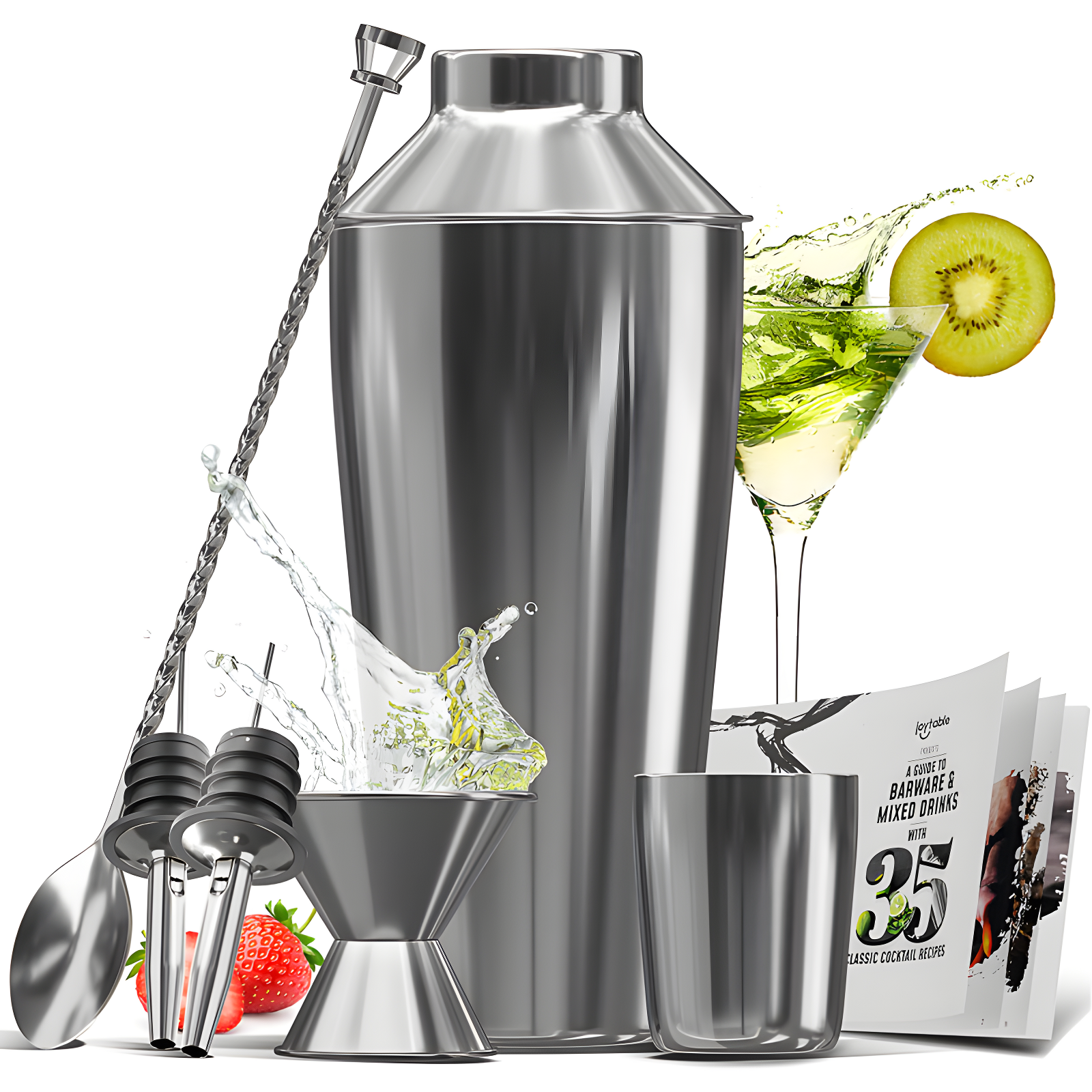 Stainless Steel 8-Piece Cocktail Shaker Bartender Kit