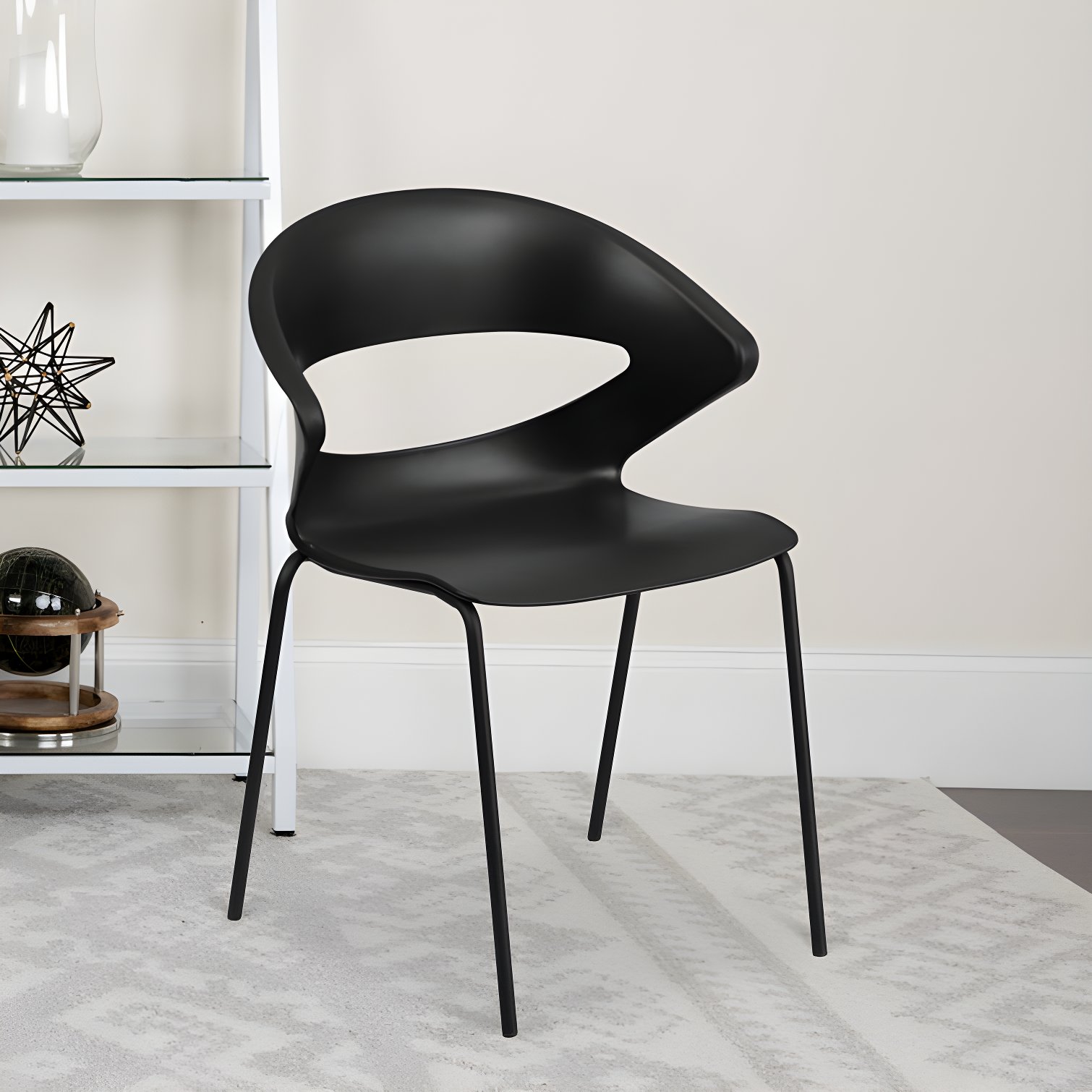 Hercules Flex-Back 440 lb Black Café Stack Chair