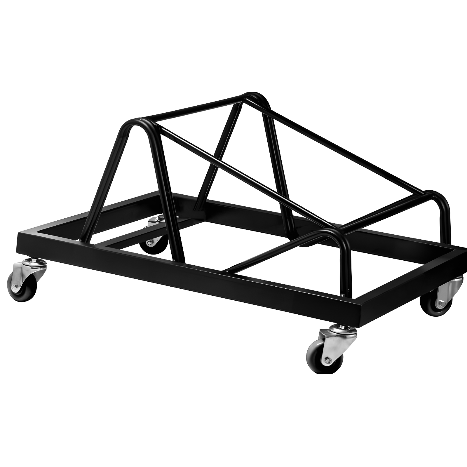 Black Steel Folding Flat Dolly with Rubber Wheels