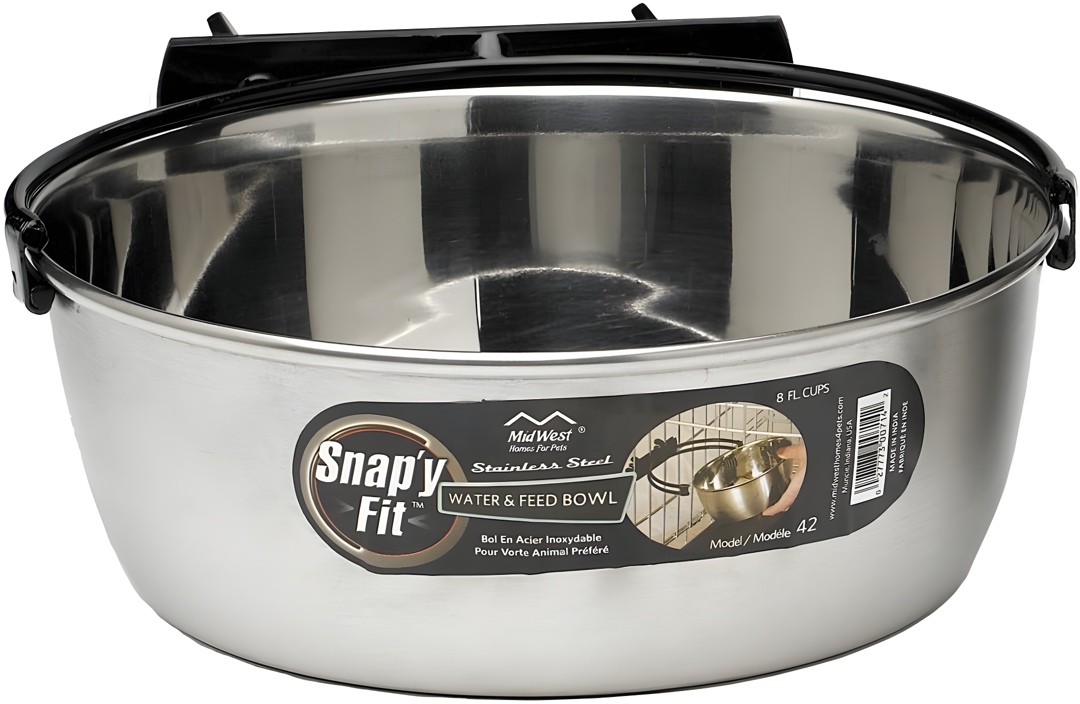 Snap'y Fit Stainless Steel Elevated Pet Bowl, 2 Quart