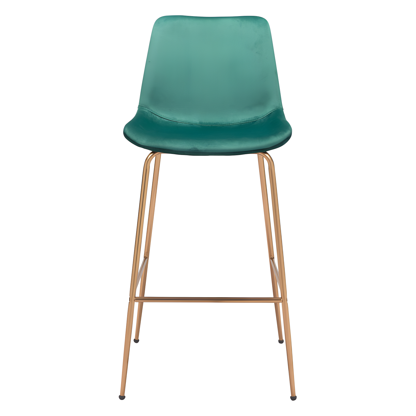 Modern Tony Green Velvet & Gold Steel Bar Stool