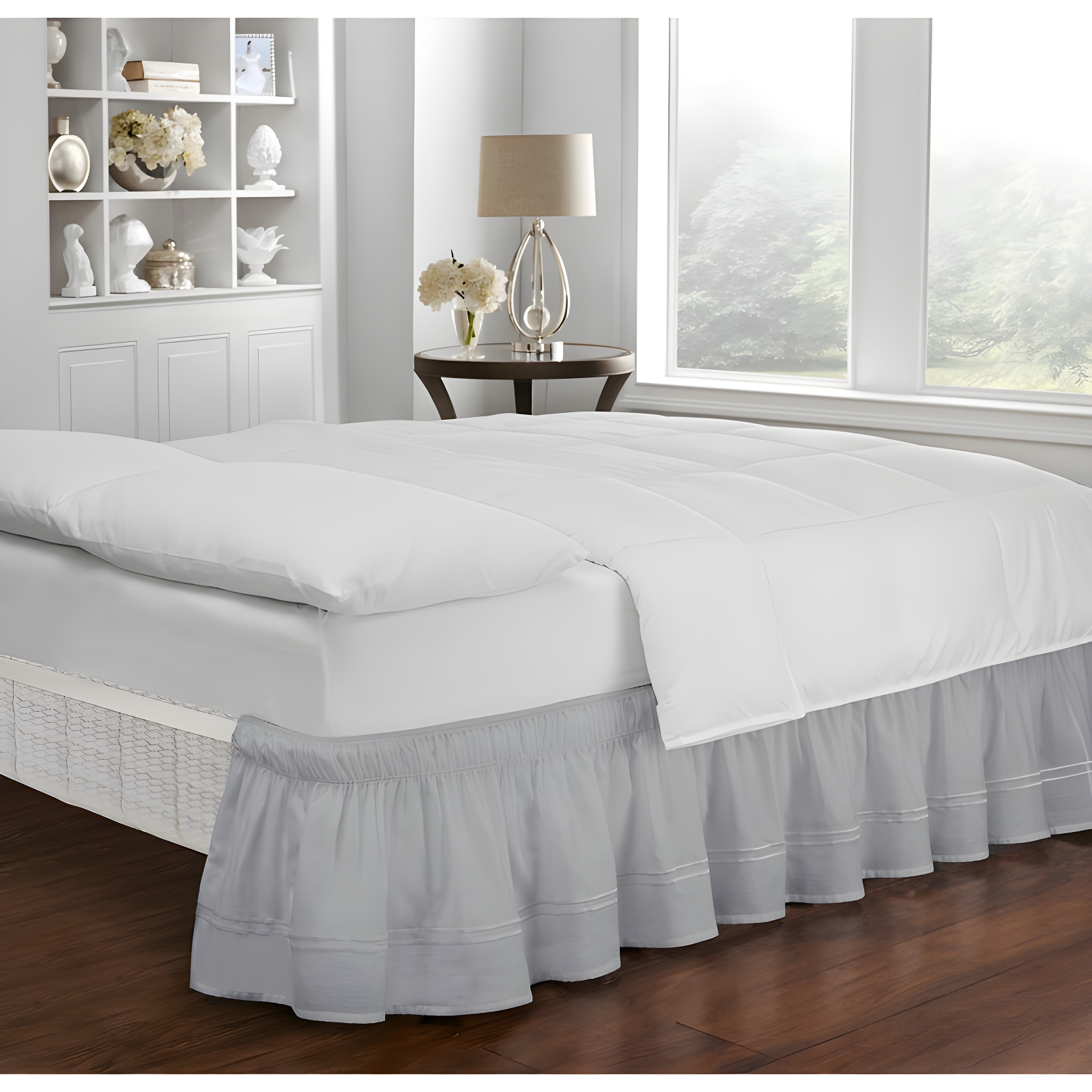 Easy Fit Gray Cotton Polyester Queen/King Bed Skirt