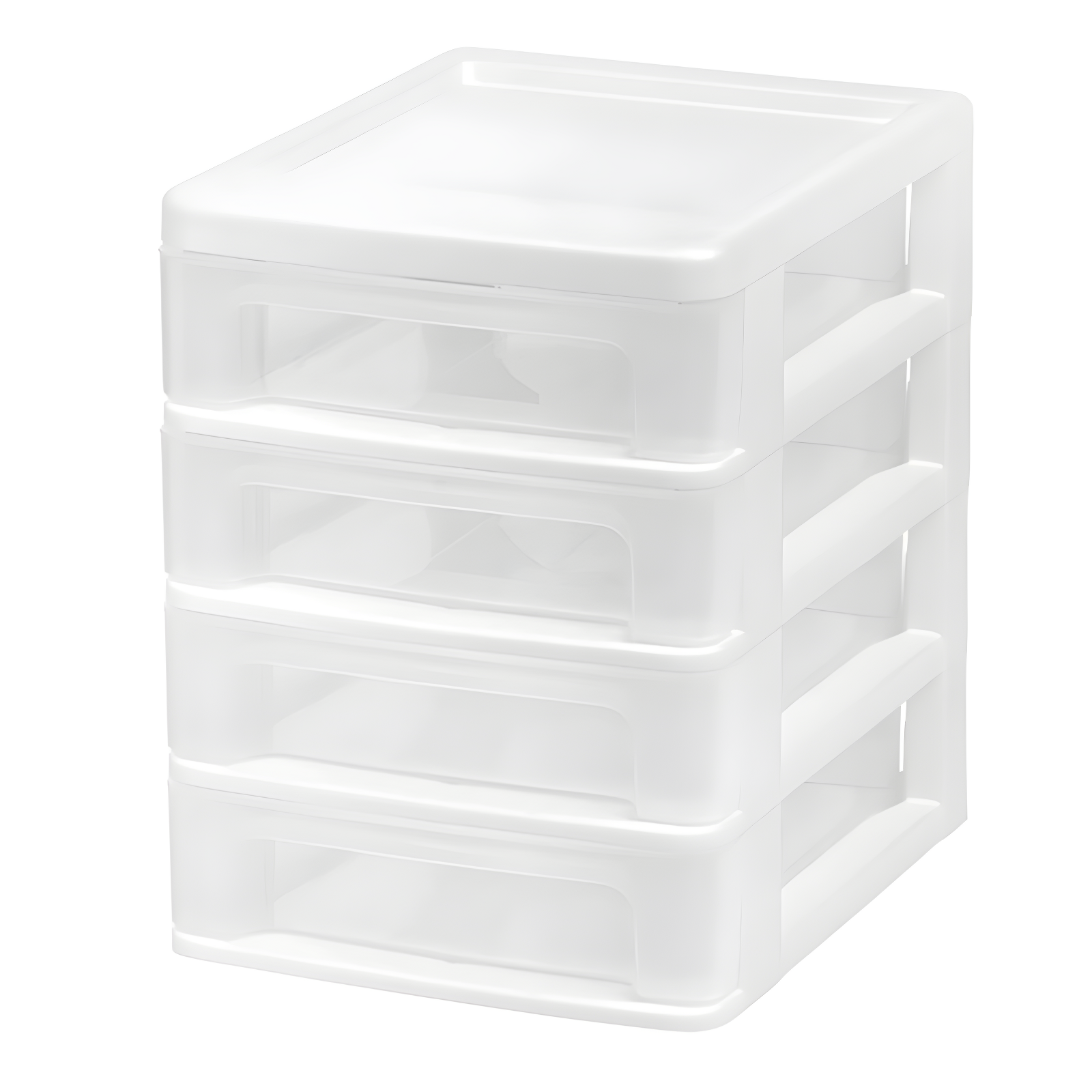 Compact White 4-Drawer Plastic Desktop Organizer - Space Saver