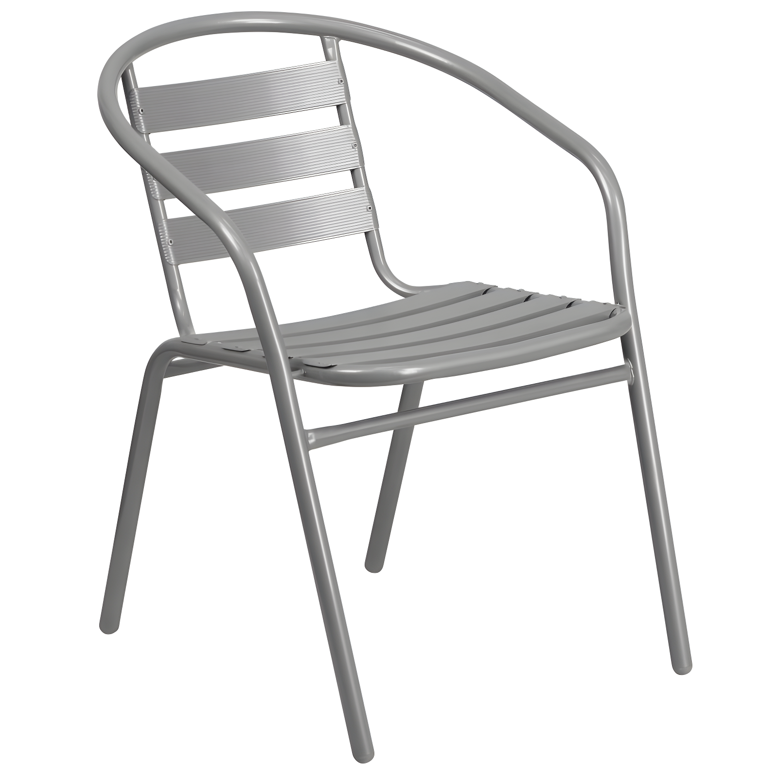 Sleek Silver and Gray Aluminum Slat Dining Chair