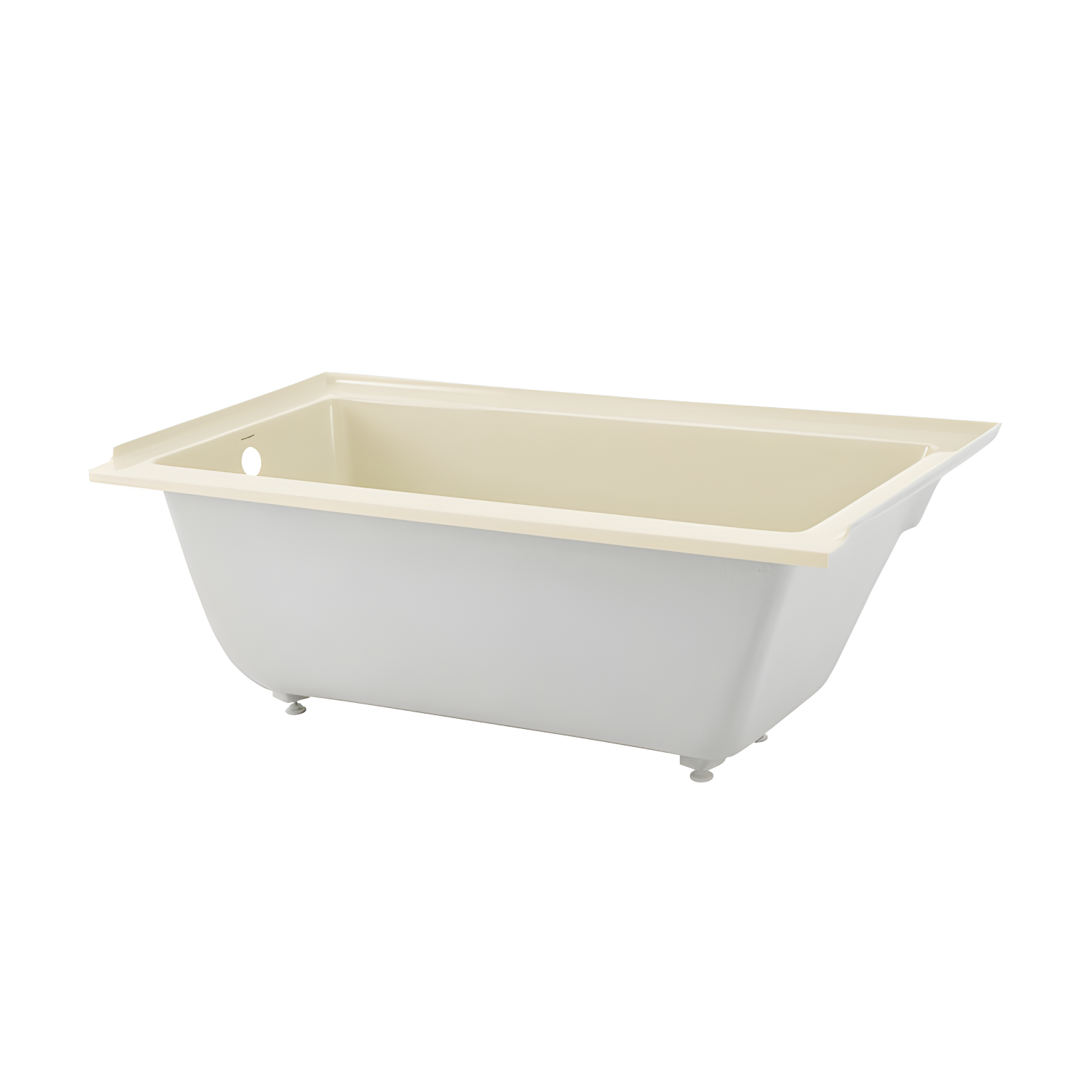 White and Tan Acrylic Alcove Bathtub with Jets