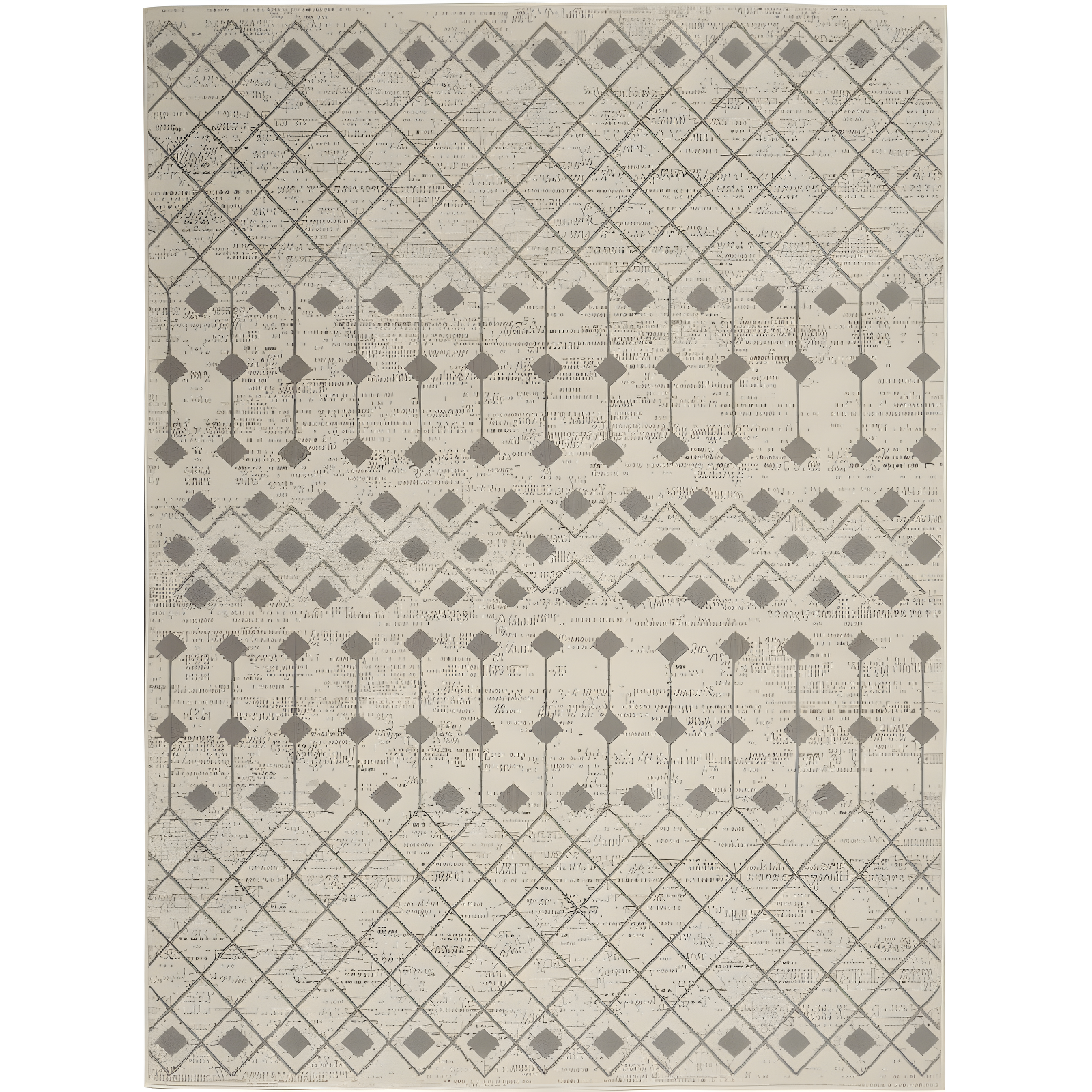 Ivory and Grey Moroccan Diamond 6' x 9' Synthetic Area Rug