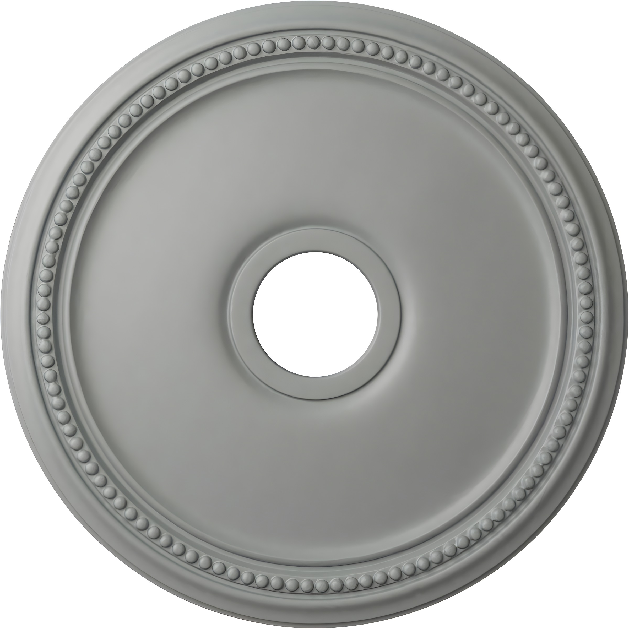 Primed Gray Round Beaded Ceiling Medallion, 18-Inch