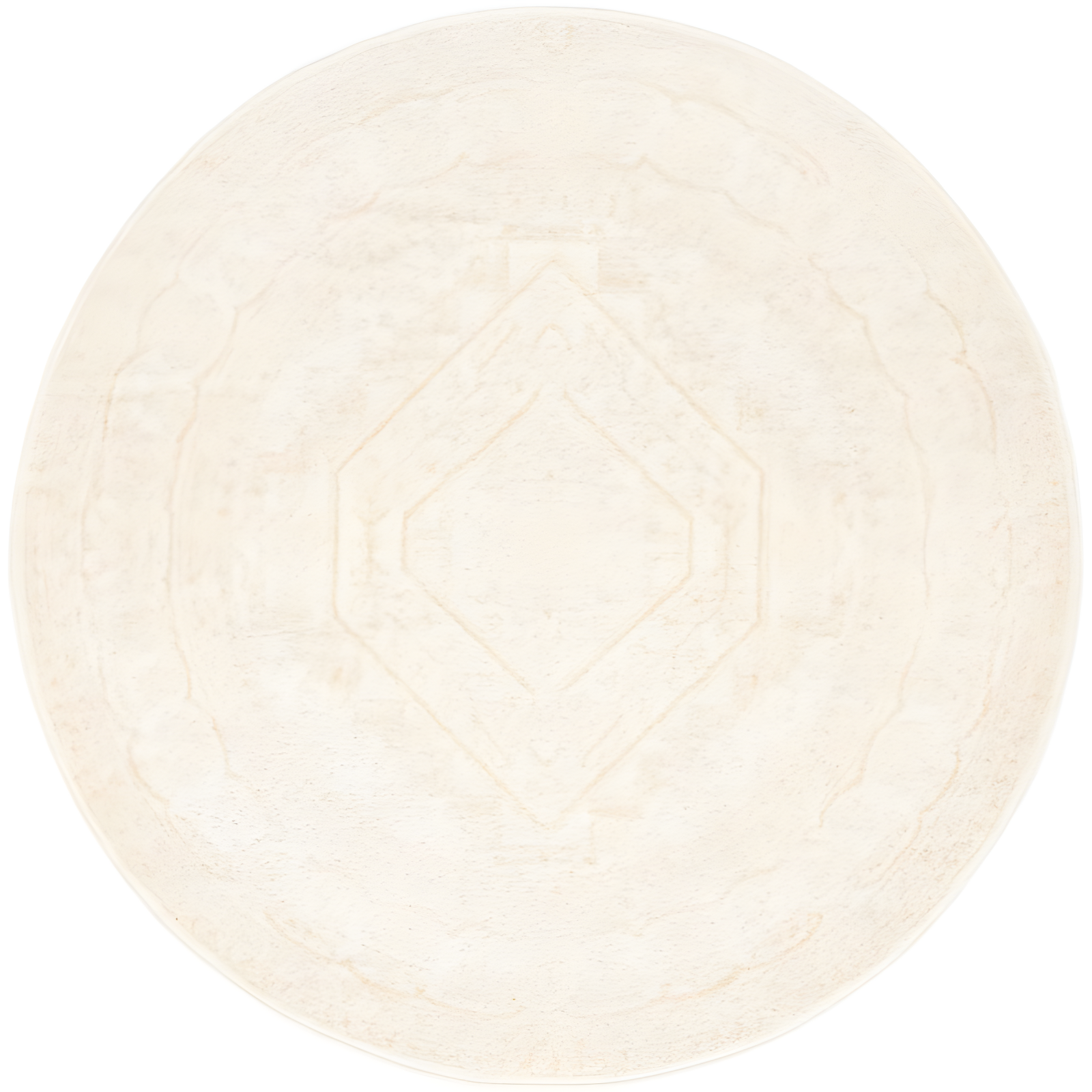 Ivory Round Oriental Non-Slip Synthetic Area Rug