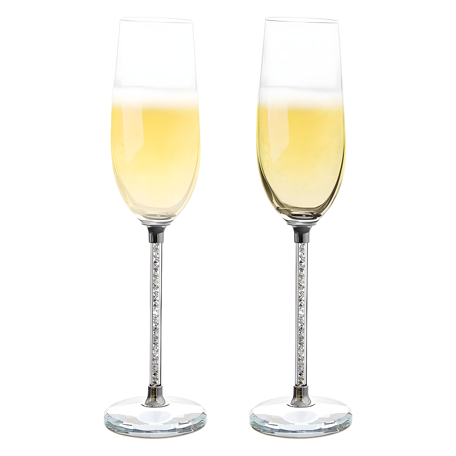 Elegant Gem-Encrusted 10" Champagne Flutes Set of 2