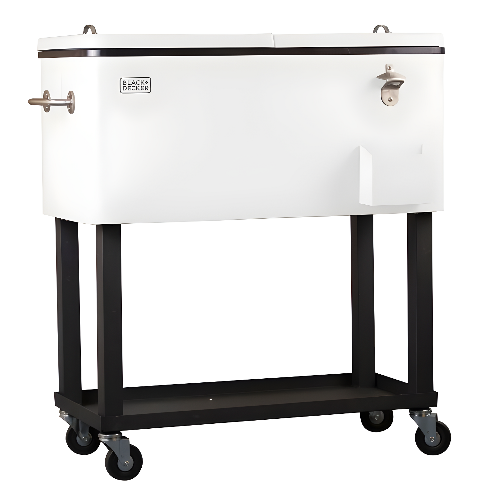 White Metal Mobile Cooler Cart with Wheels, 20-Gallon Capacity