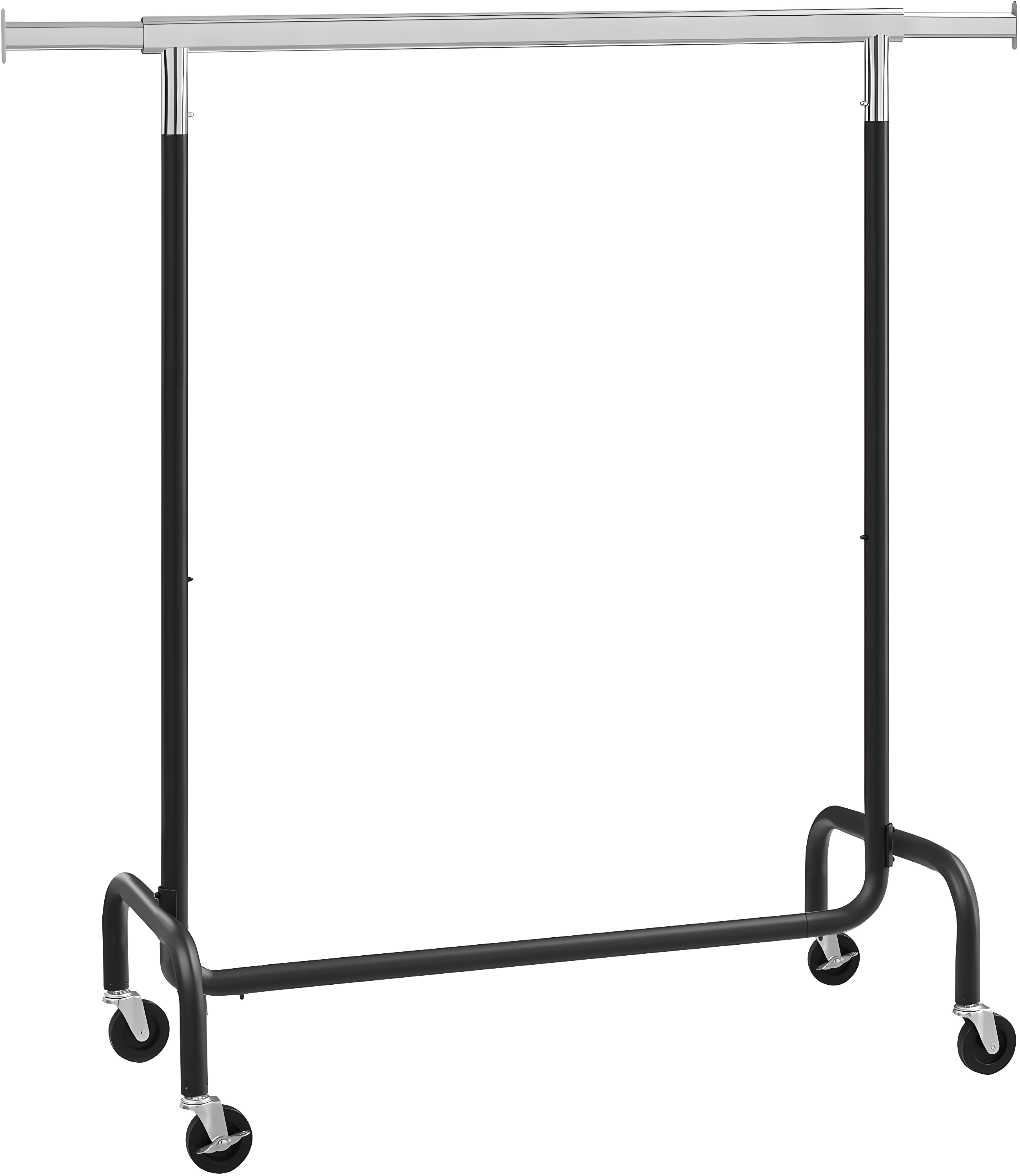 Heavy Duty Black and Chrome-Plated Portable Garment Rack with Wheels