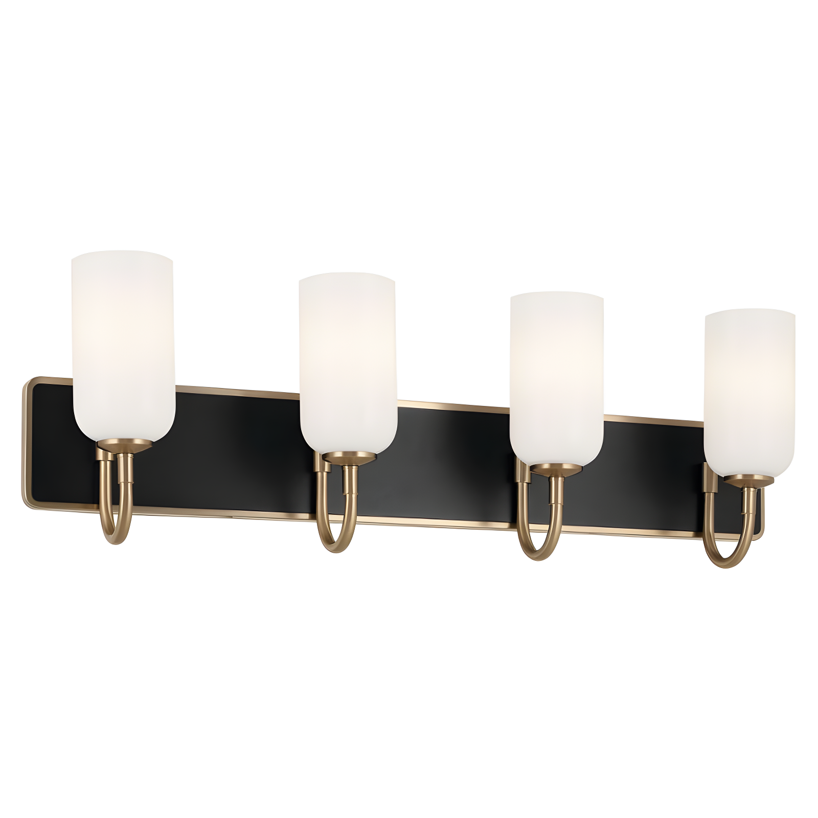 Champagne Bronze and Black 4-Light Vanity with Opal Glass Shades