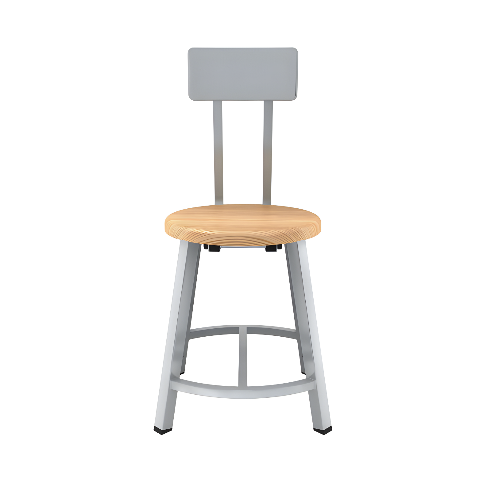 Gray Steel and Wood Industrial Backrest Stool