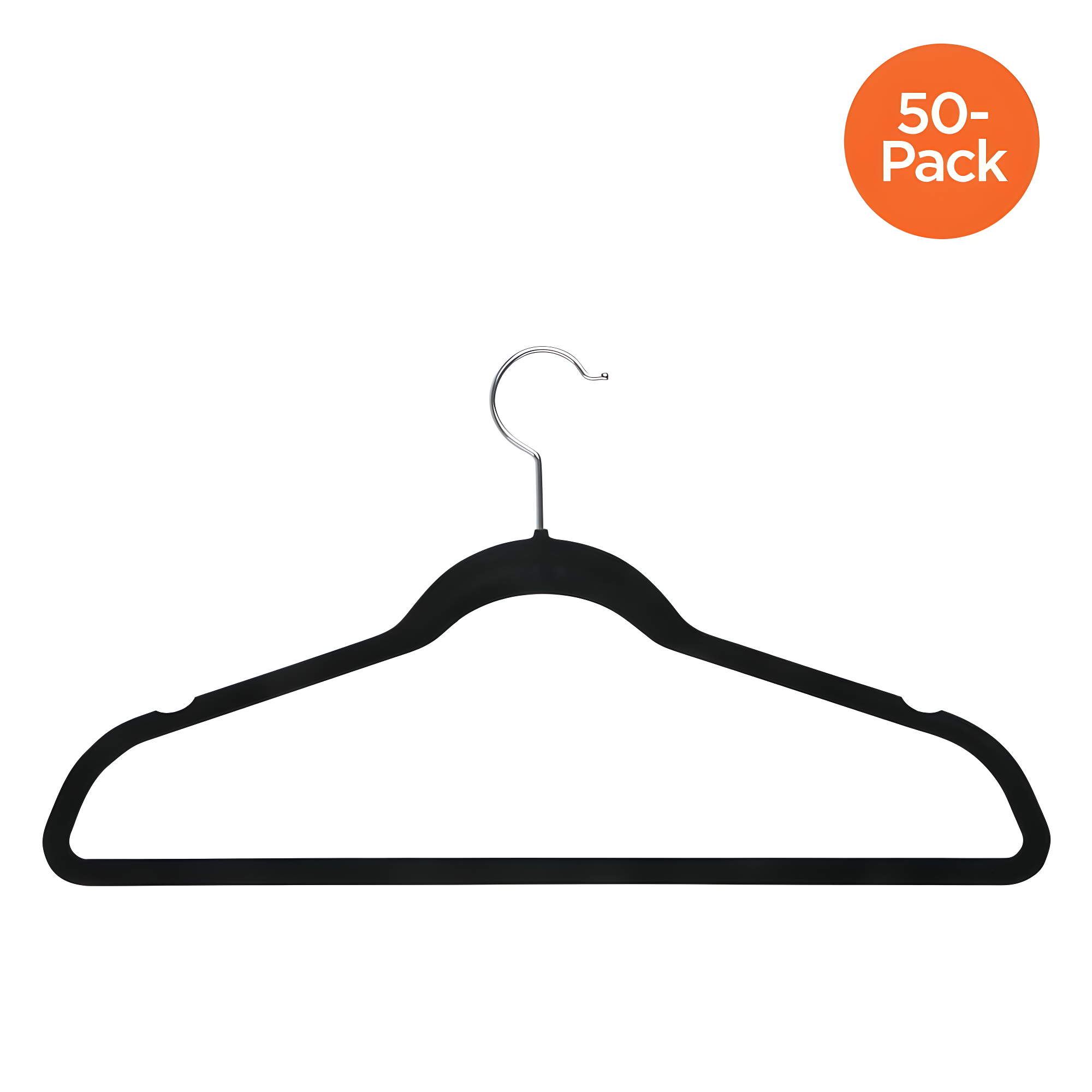 Black Velvet Non-Slip Suit Hangers, 50-Pack