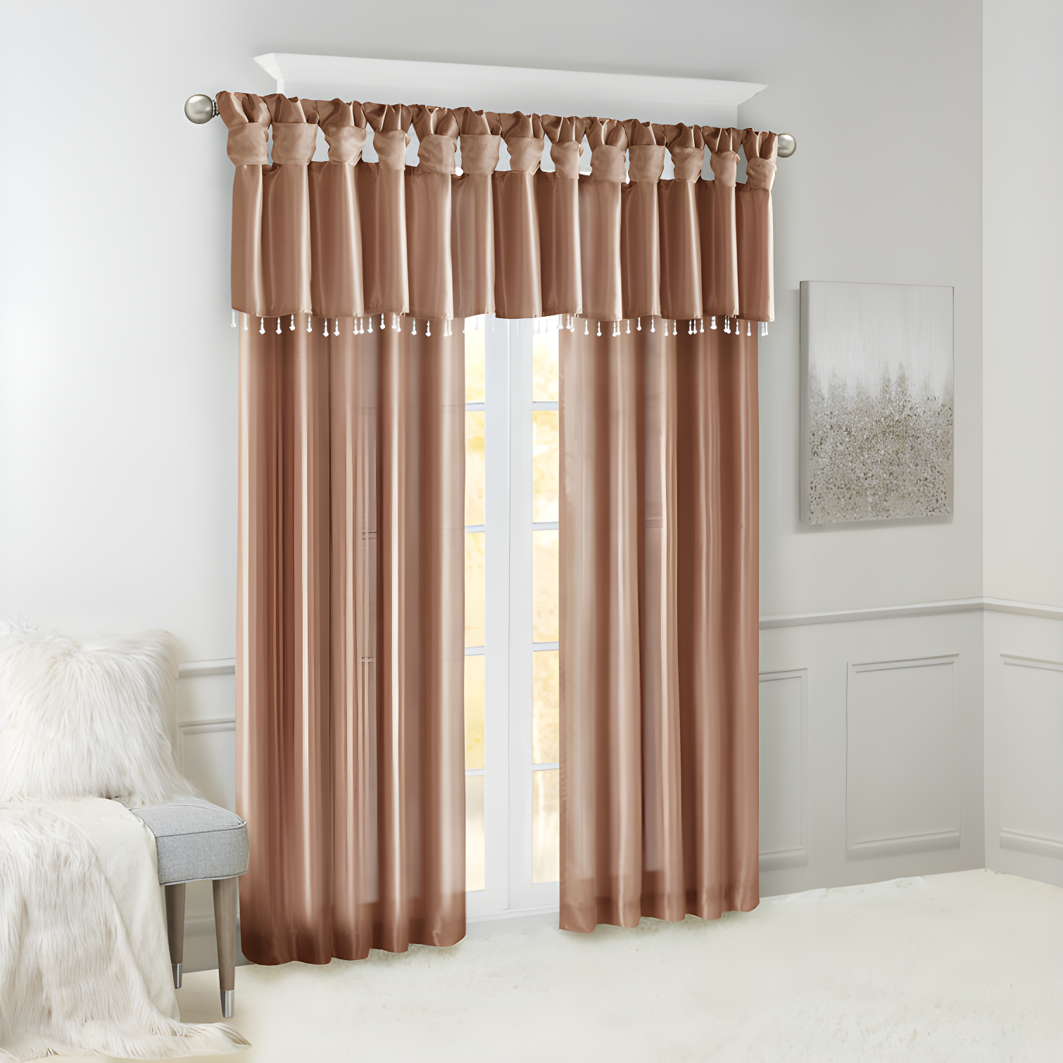 Spice Faux Silk Room-Darkening Tab Top Drapes