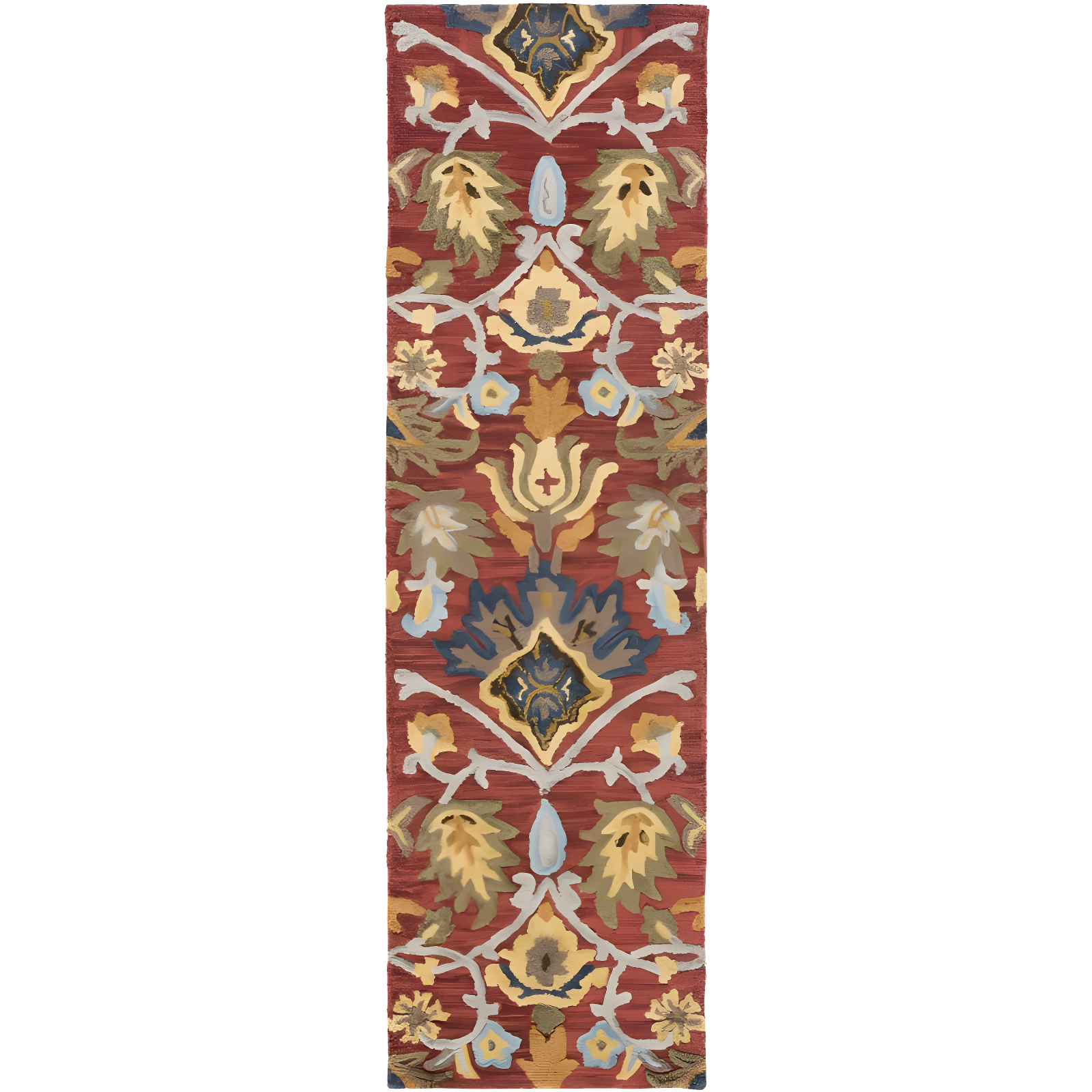 Handmade Red and Multicolor Wool Floral Runner Rug