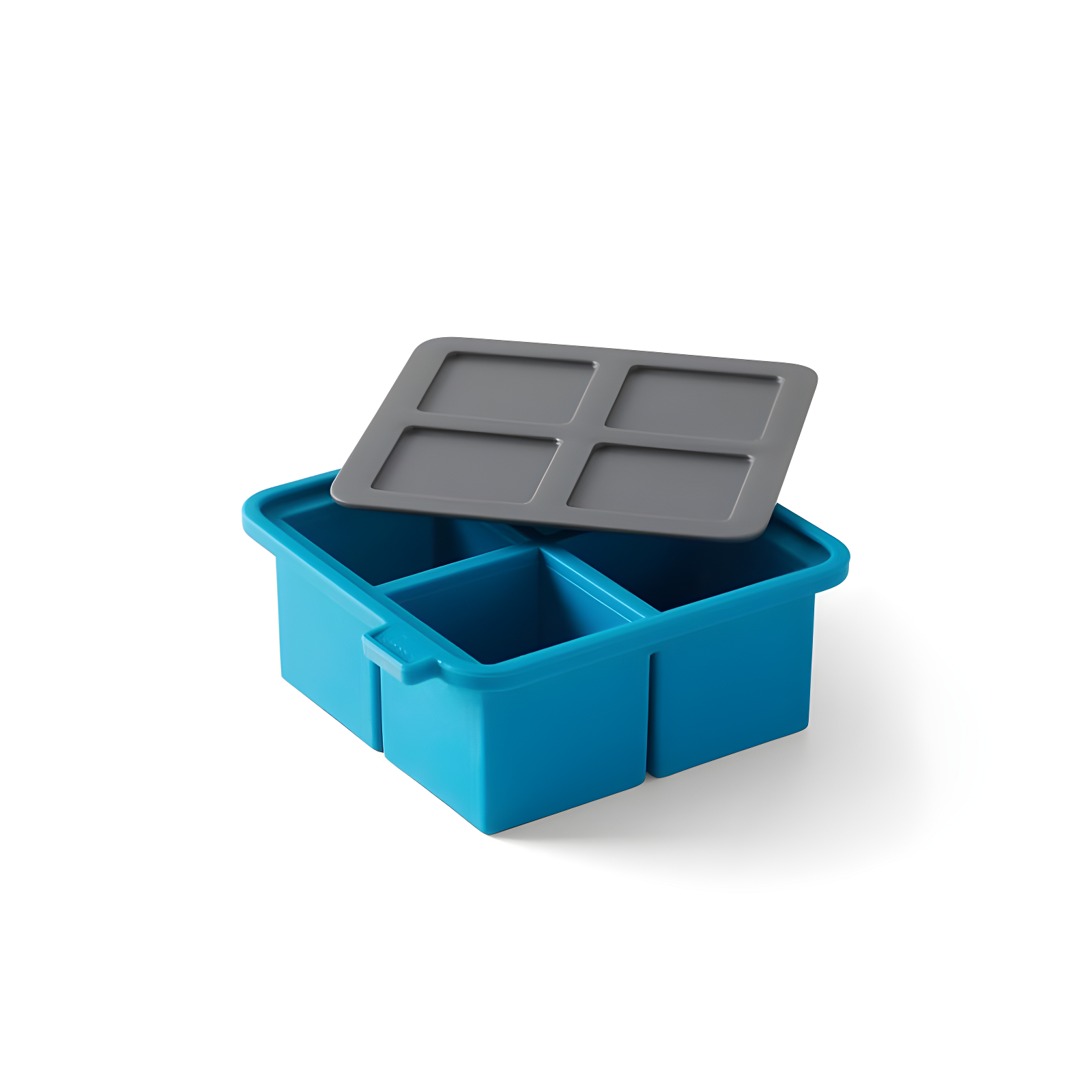 Blue Silicone King Cube Ice Tray with Lid