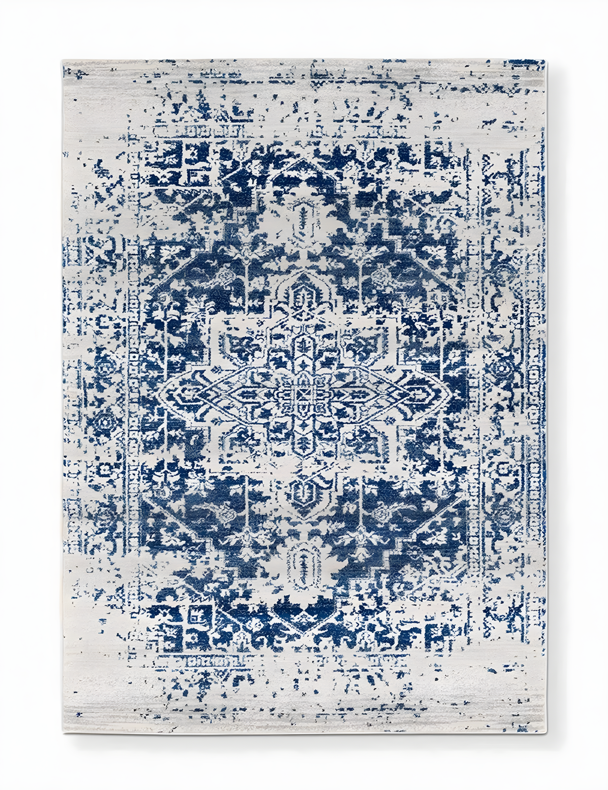 Reversible Blue Synthetic 2' x 3' Easy-Care Area Rug