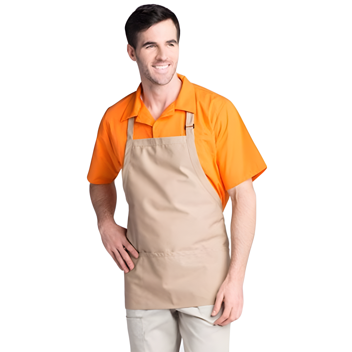 Khaki Unisex Adjustable 3-Pocket Cooking Bib Apron