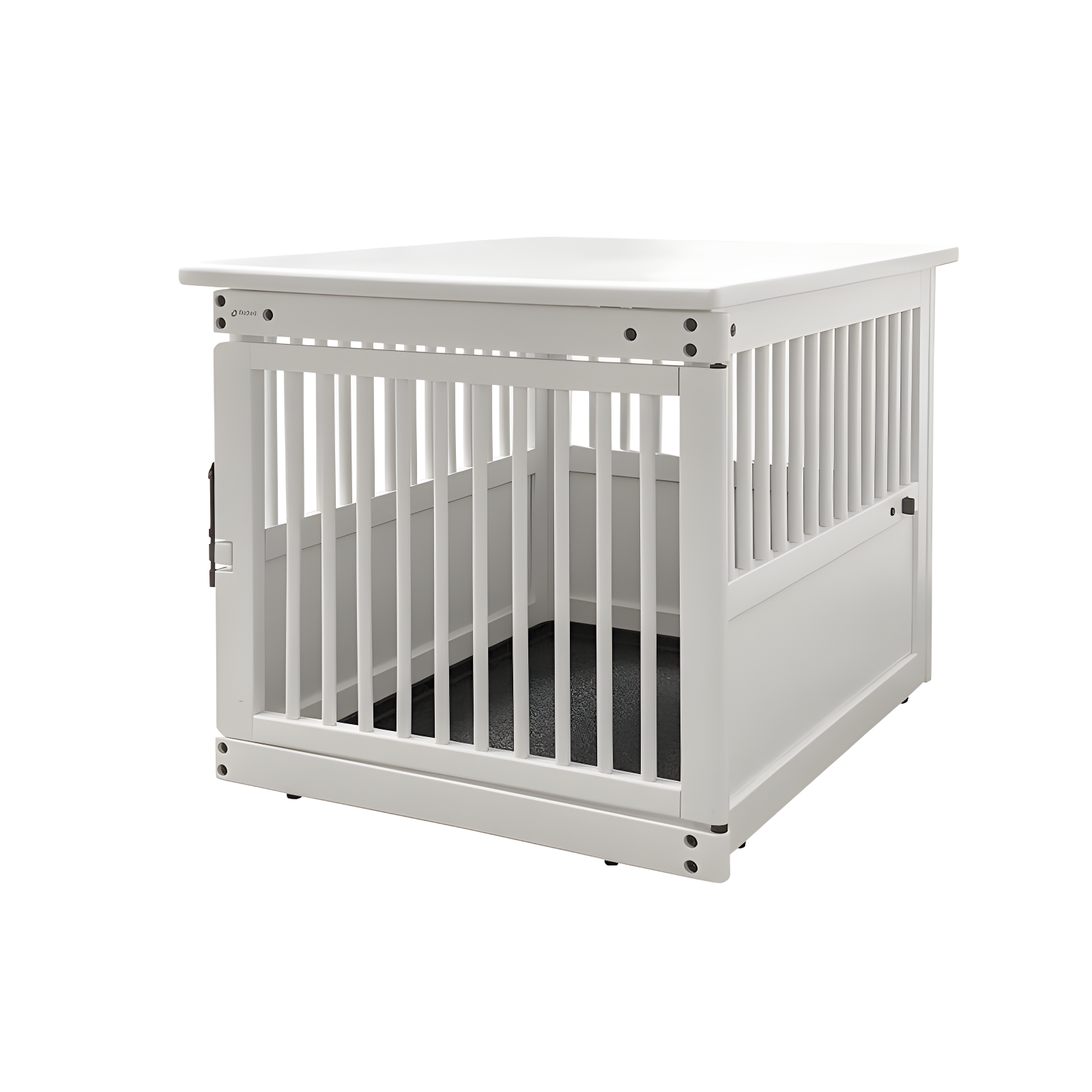 Medium White Wooden Rolling Pet Table Crate