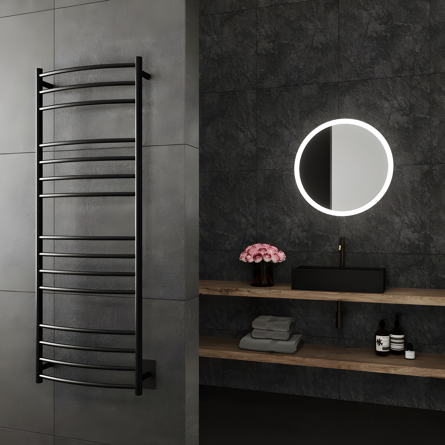 Black Stainless Steel Wall Mounted Electric Towel Warmer