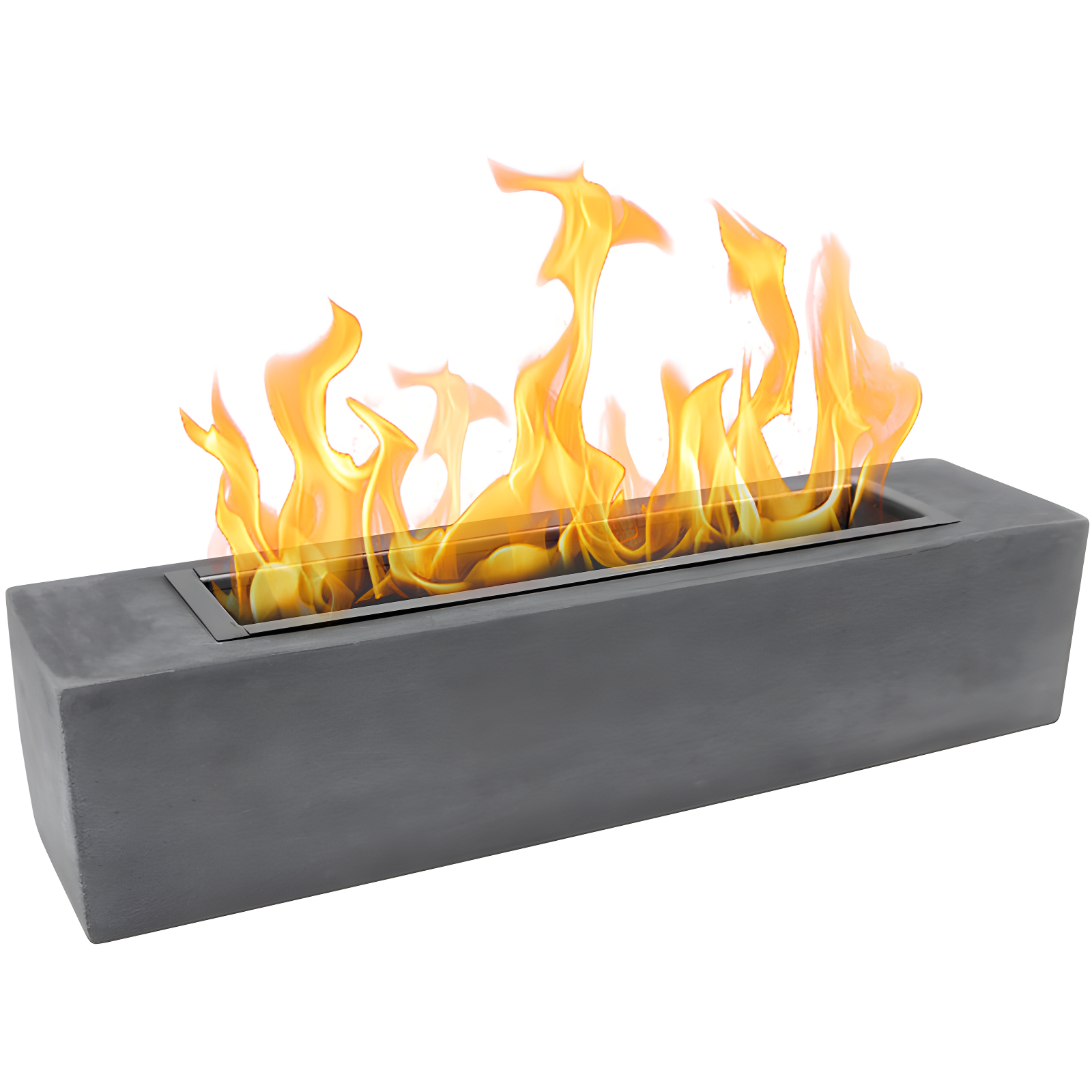 Large Rectangular Concrete Tabletop Fire Pit in Gray