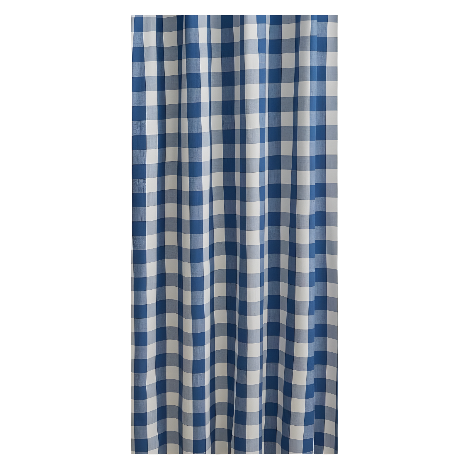 Blue and White Buffalo Check Fabric Shower Curtain