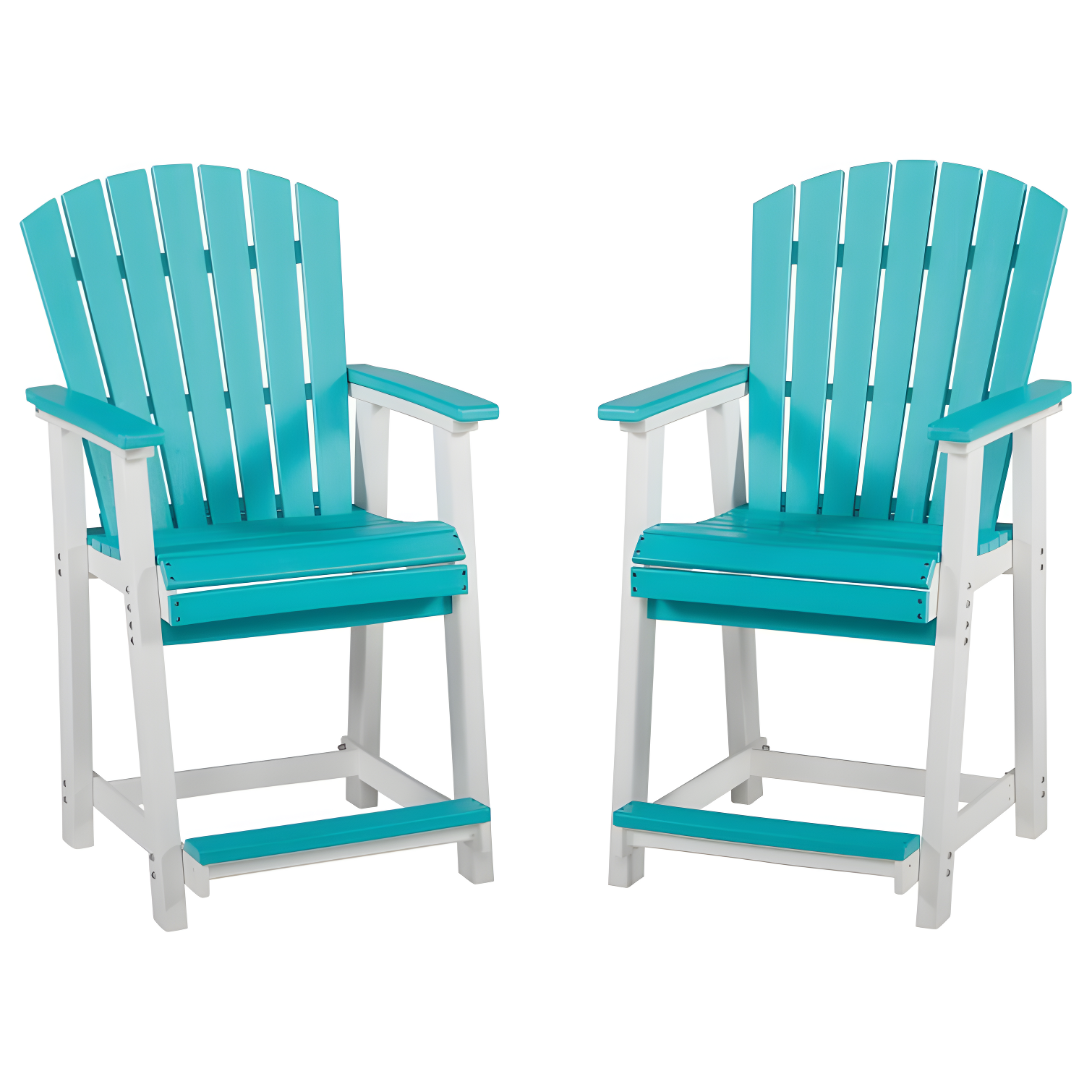 Transitional Turquoise and White Counter Stool with High Shell Back