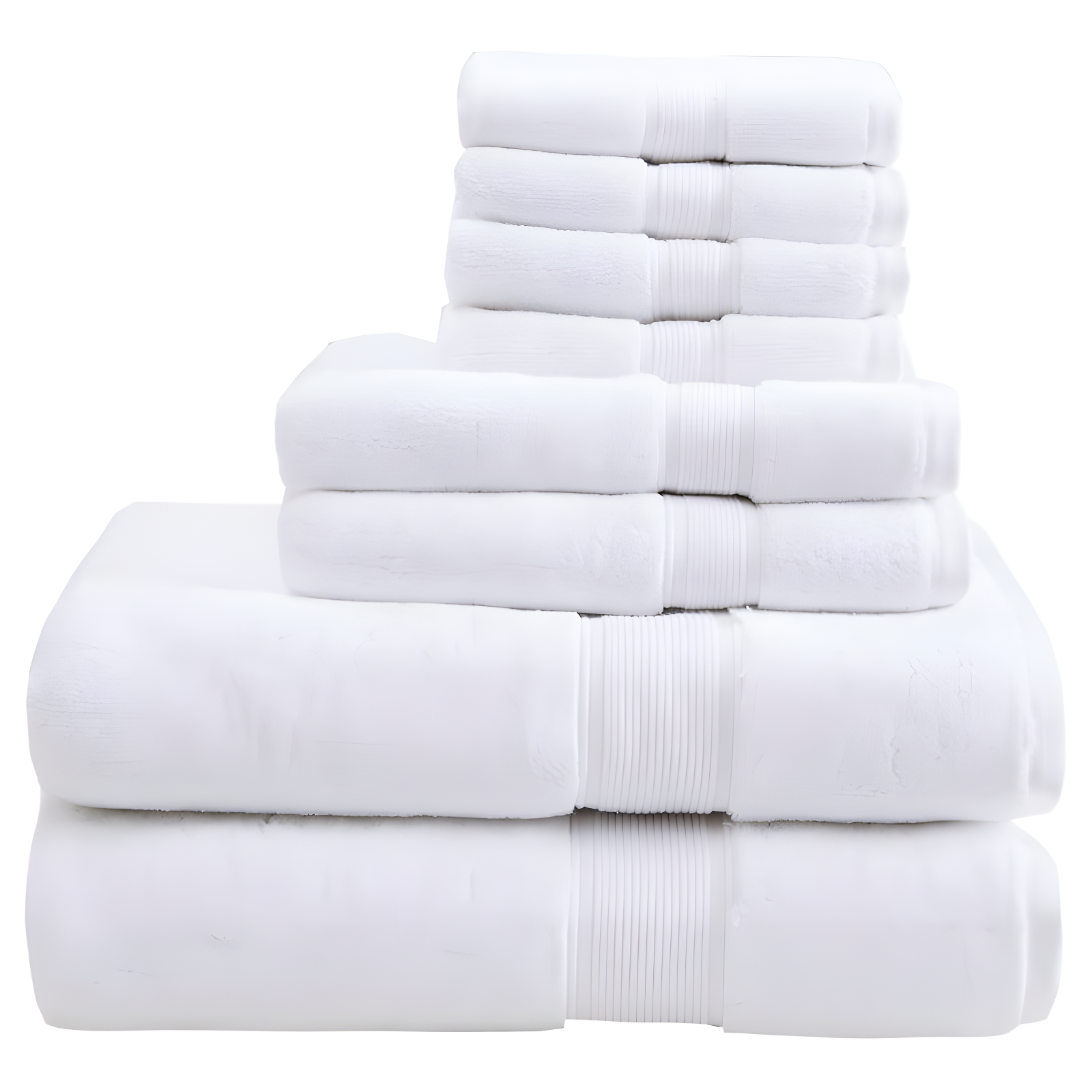 Oversized White Turkish Cotton 8-Piece Towel Set