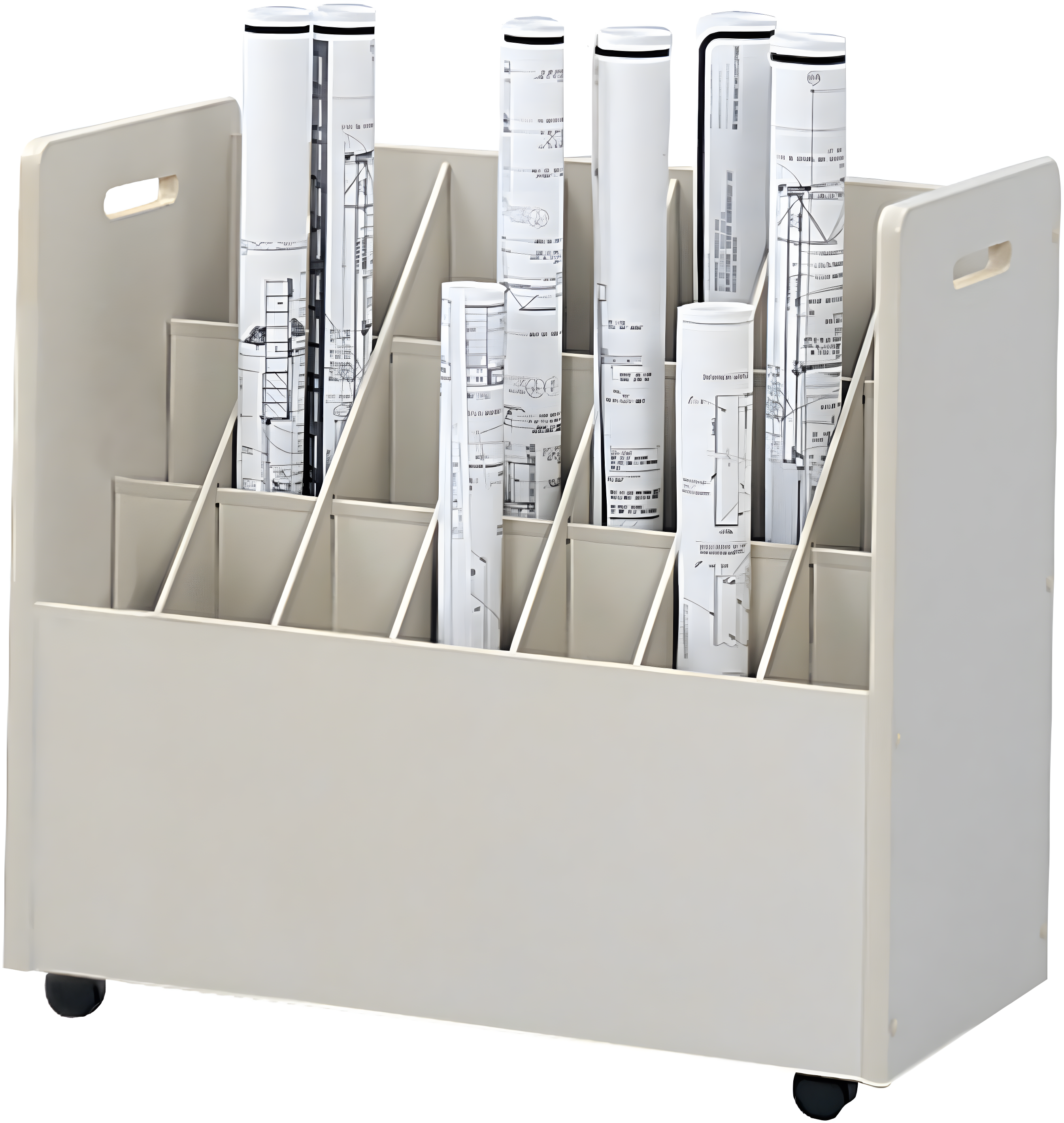 Putty 21-Compartment Mobile Blueprint Organizer with Wheels