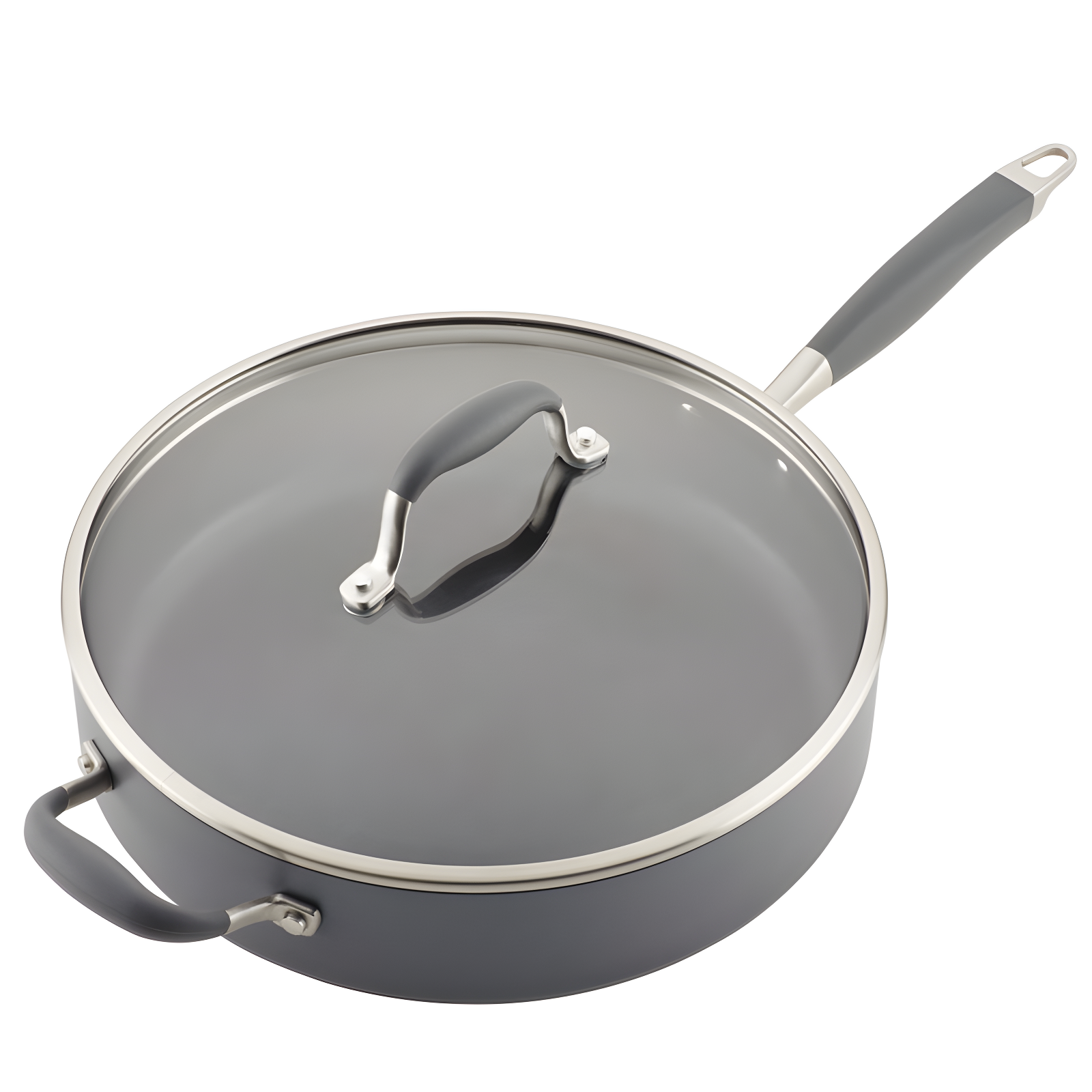 Moonstone Aluminum Nonstick Sauté Pan with Helper Handle and Lid, 5 Quart