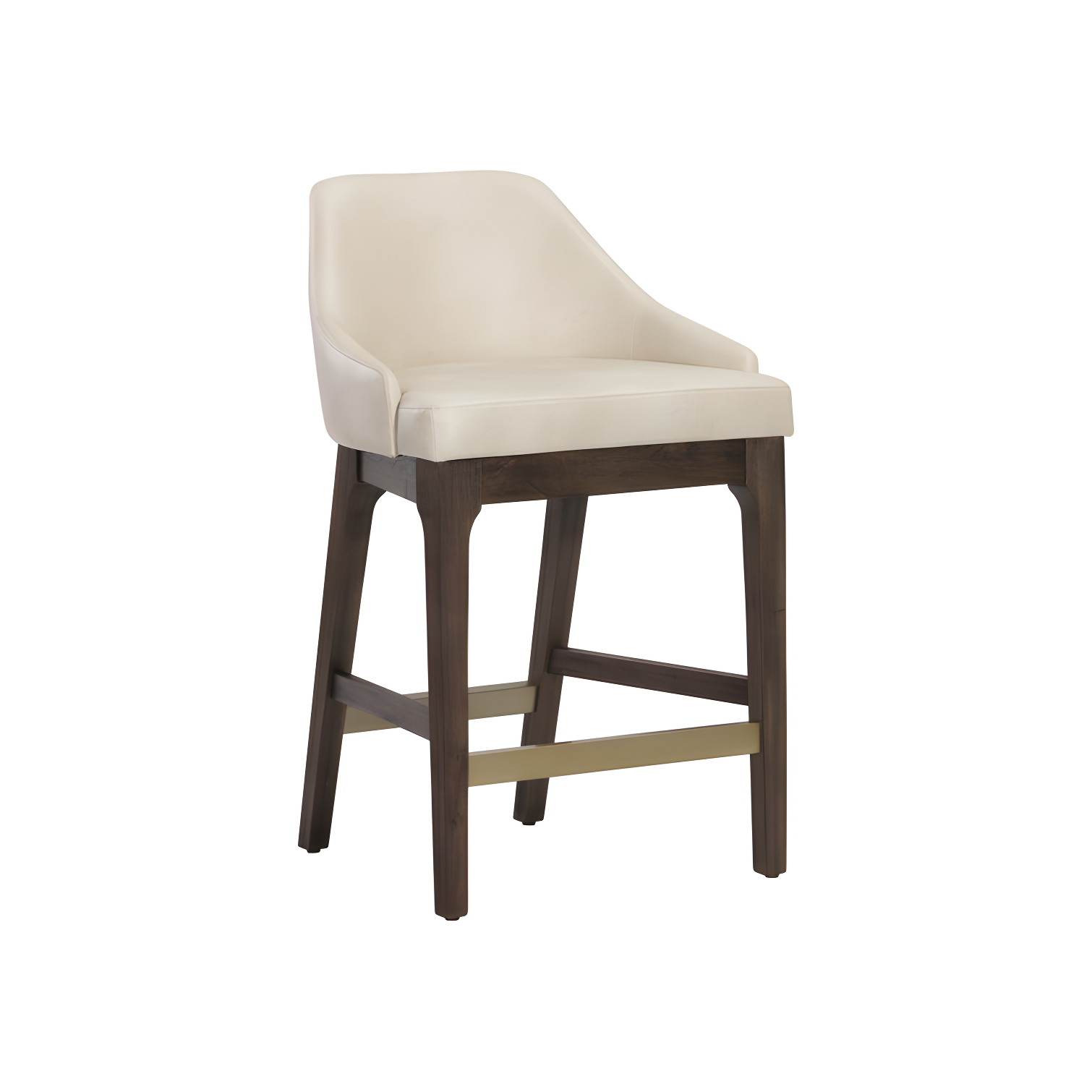 Bravo Cream Transitional Counter Stool with Brass Stretchers