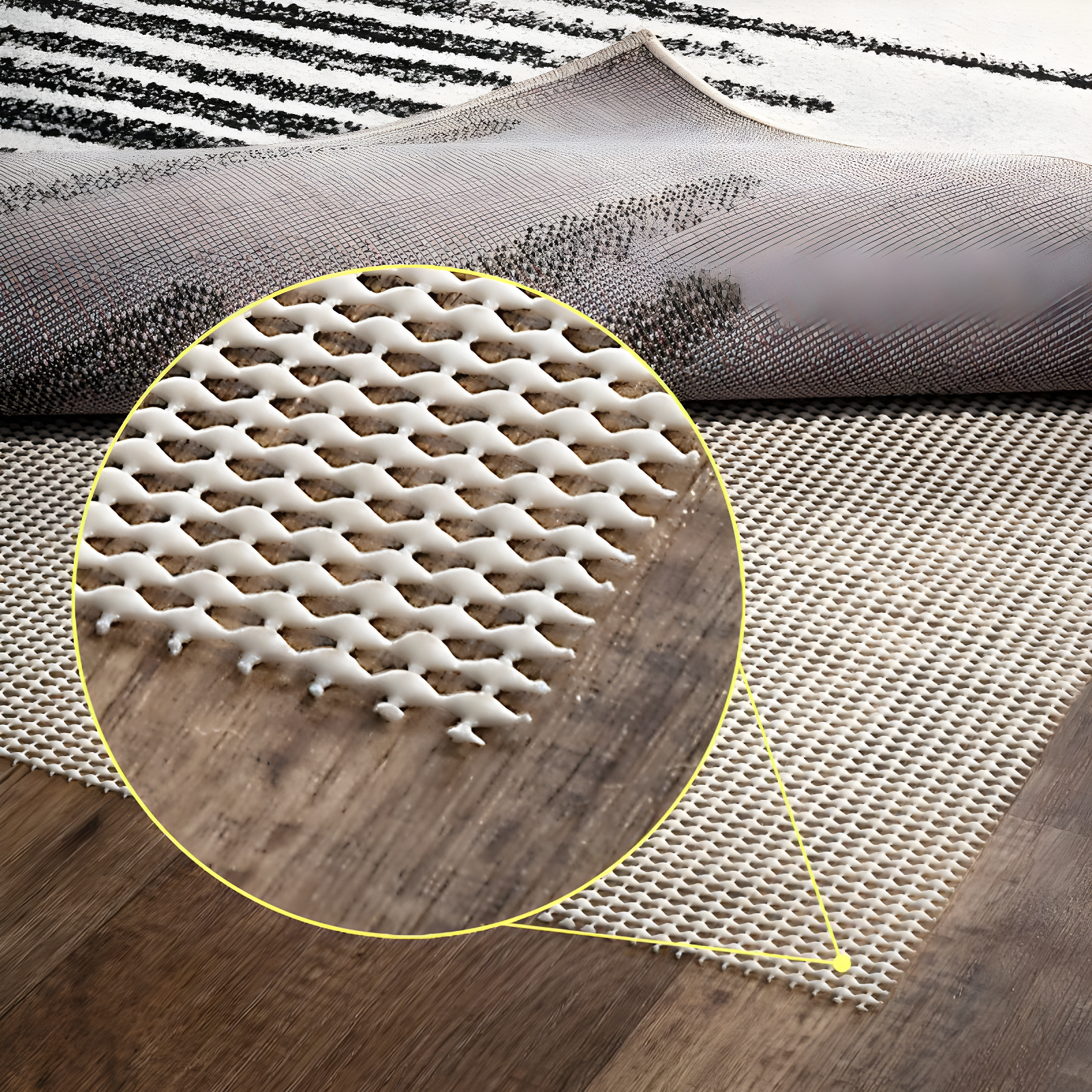 Durable Cream Non-Slip PVC Rug Pad for Hardwood & Tile Floors