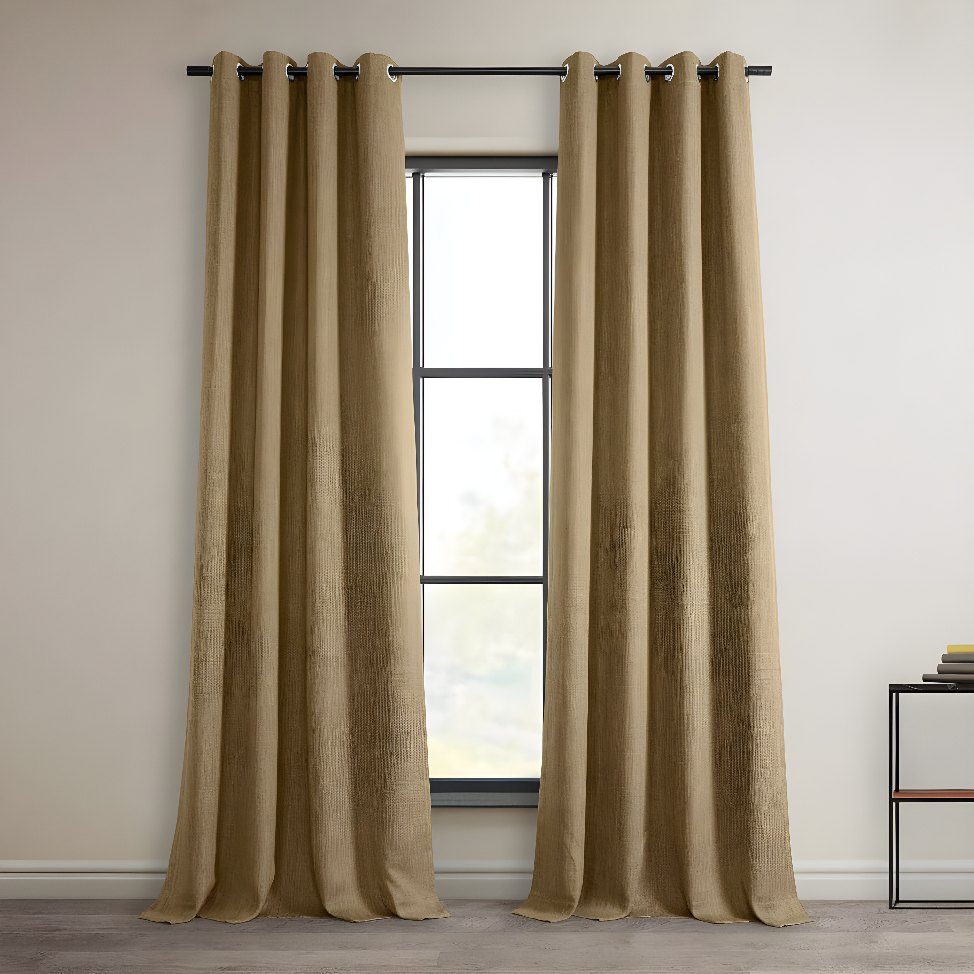 Butterscotch Faux Linen Room Darkening Grommet Curtain Panel