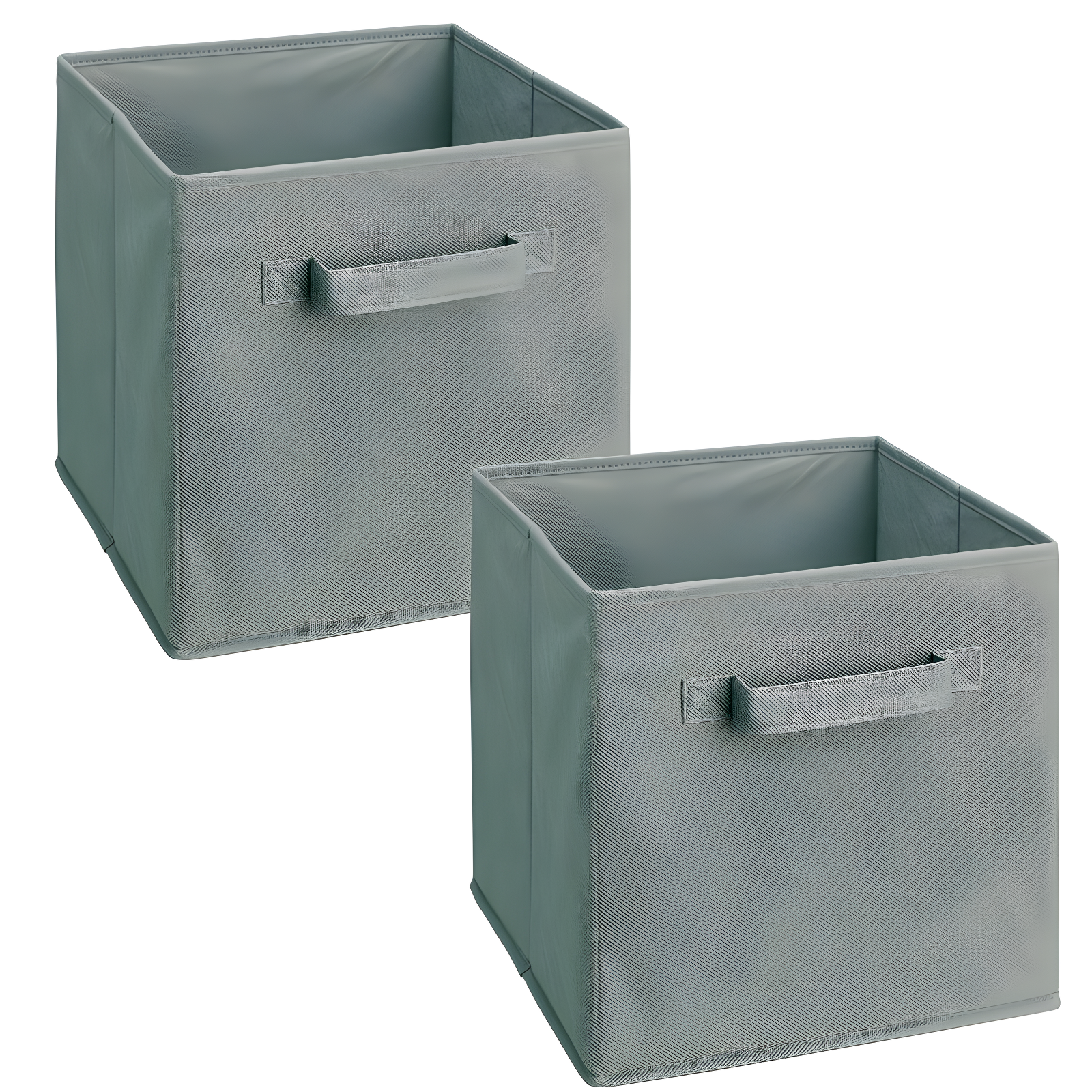 Gray Fabric Storage Bins with Handles, Set of 2