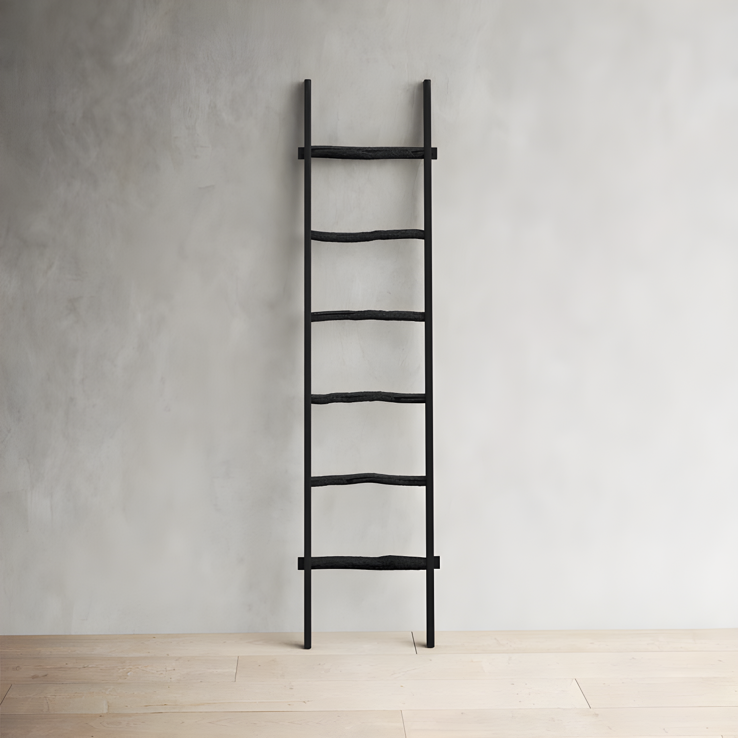 76'' Black Fir Wood Blanket Ladder with Straight Legs