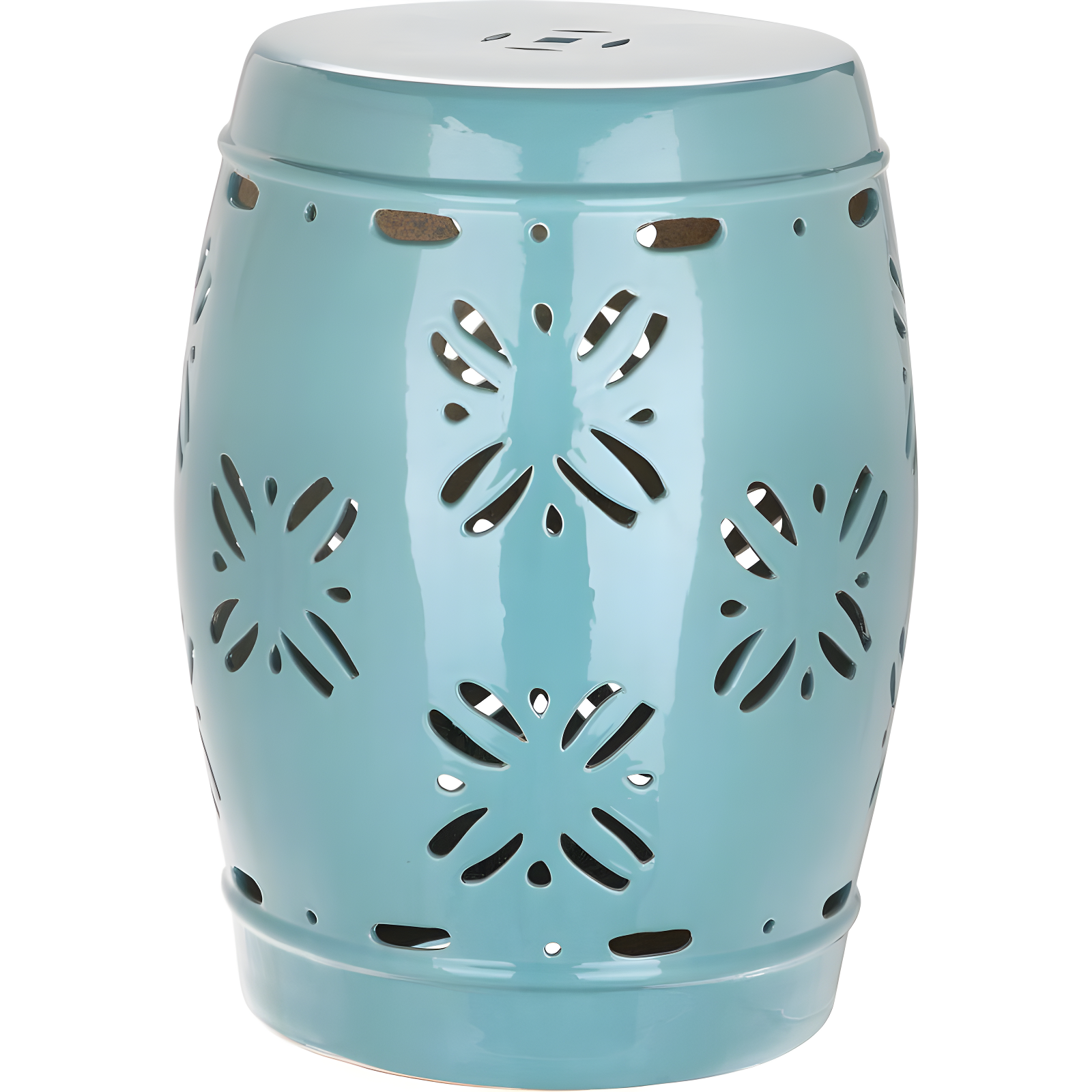 Contemporary Modern Light Blue Ceramic Garden Stool 13"x18"