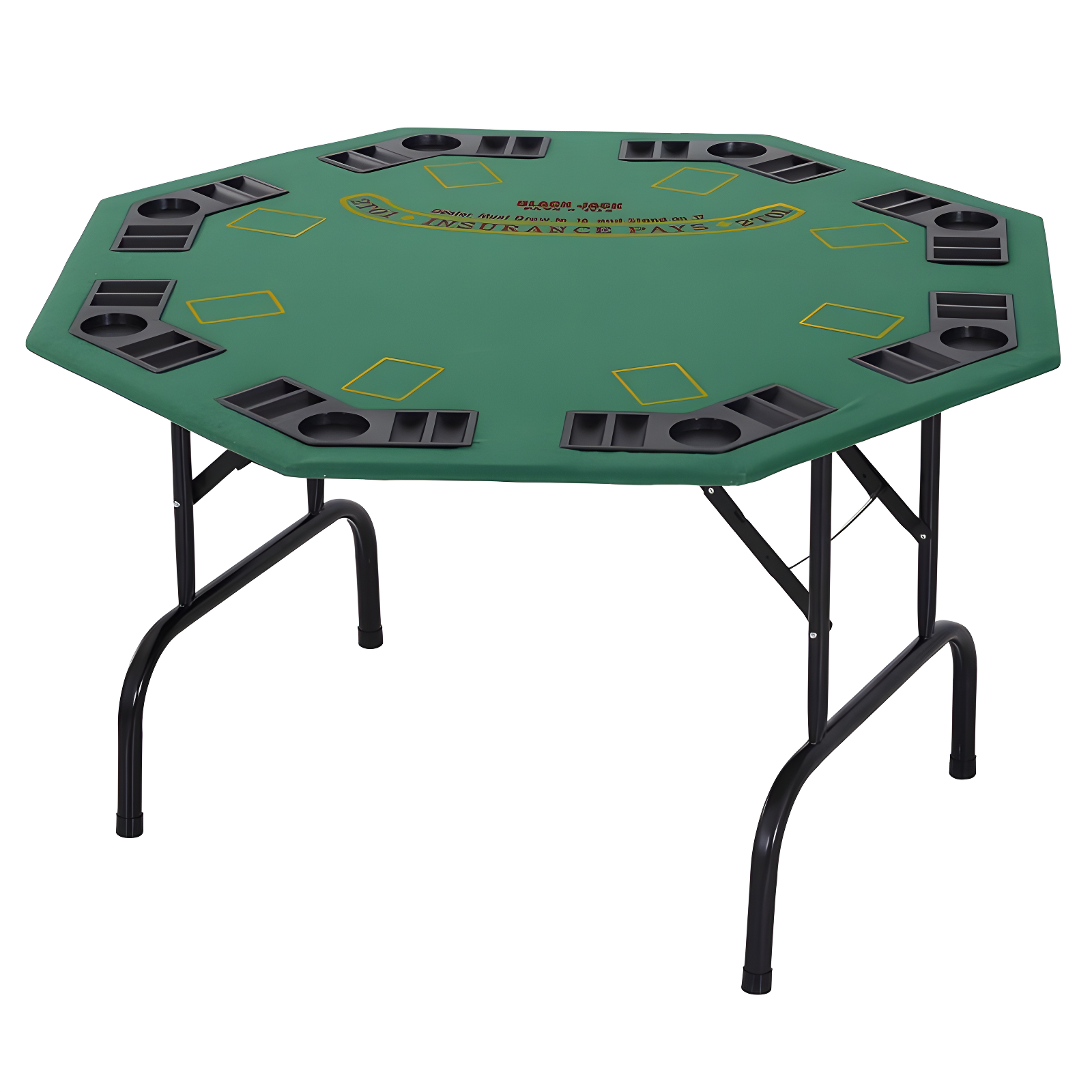 8-Player Green Folding Poker Table with Felt Surface