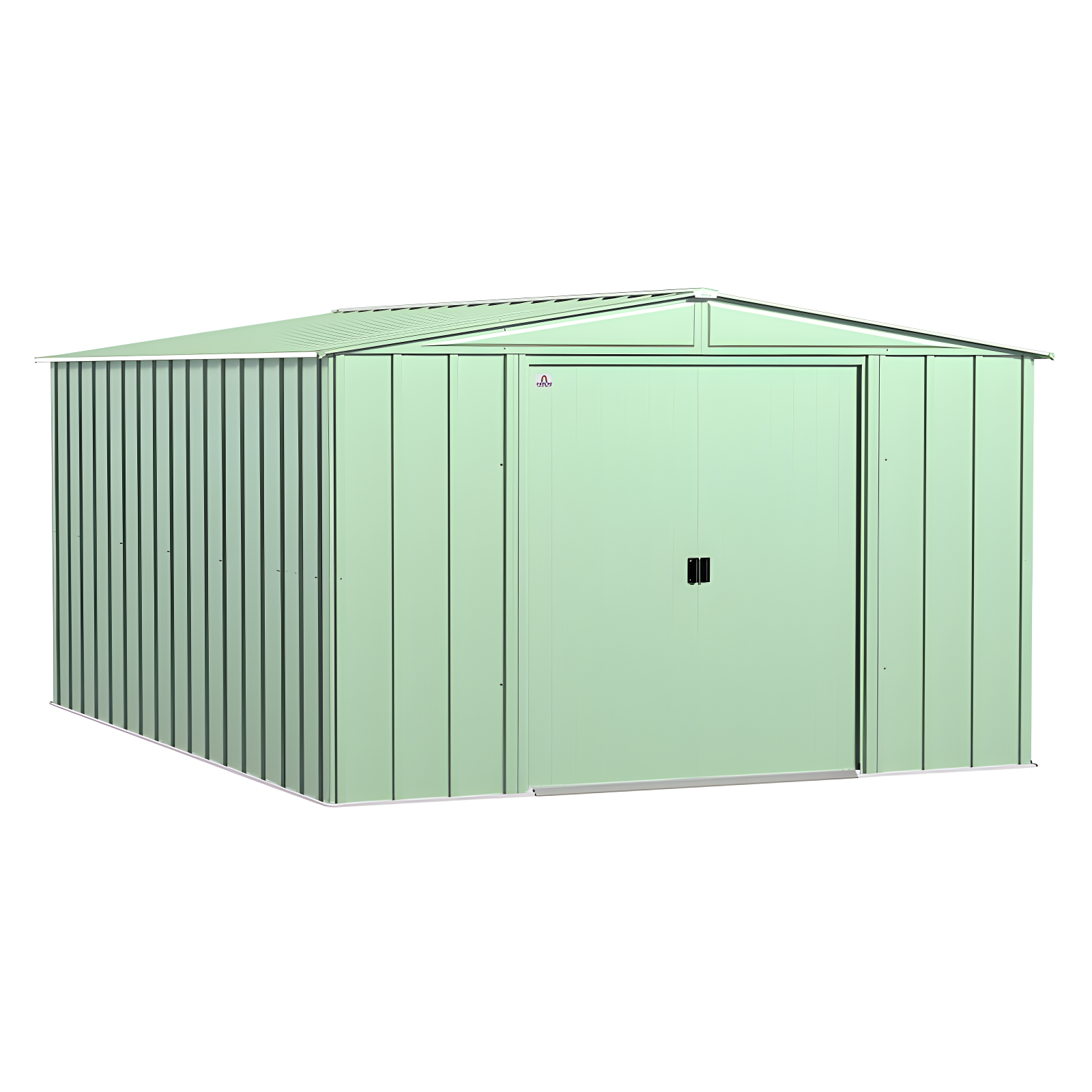 Sage Green 10 ft. x 14 ft. Steel Storage Shed with Sliding Doors