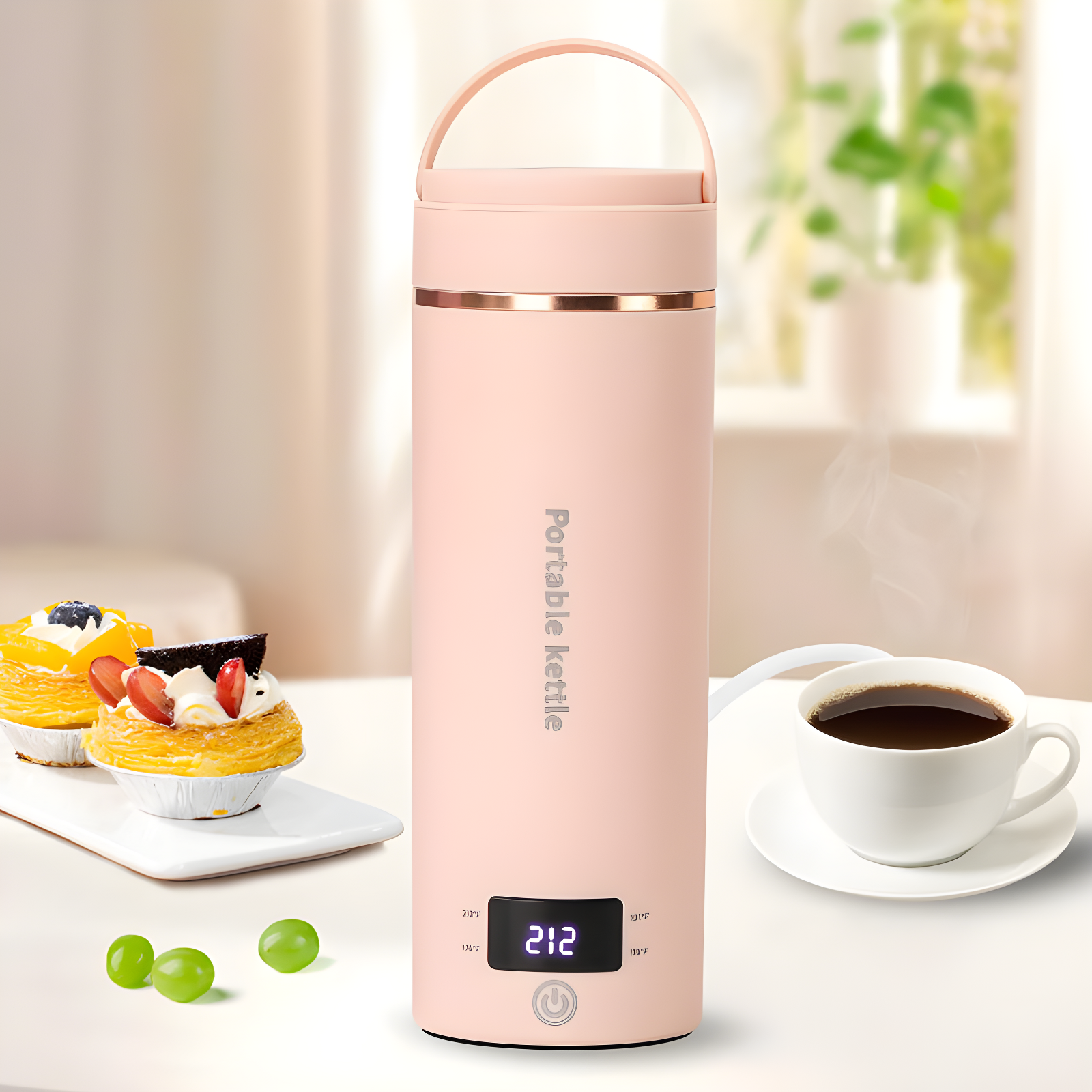 Pink 400ml Portable Mini Electric Kettle with LCD Display