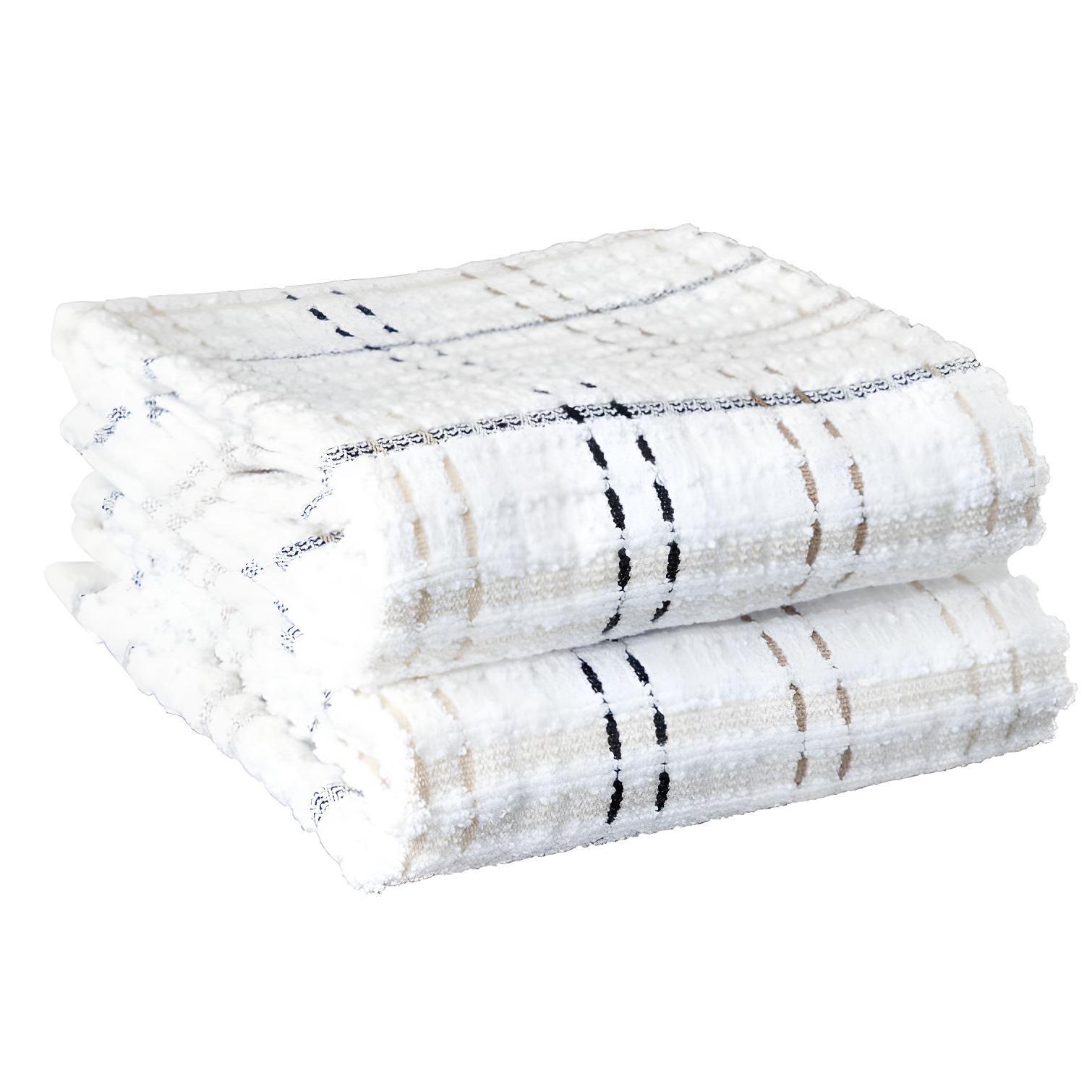 Latte Plaid Terry Cotton Kitchen Towel Set