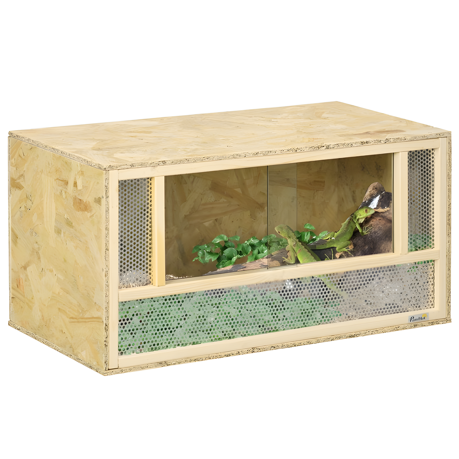 Natural OSB Wood Reptile Terrarium with Sliding Glass Door