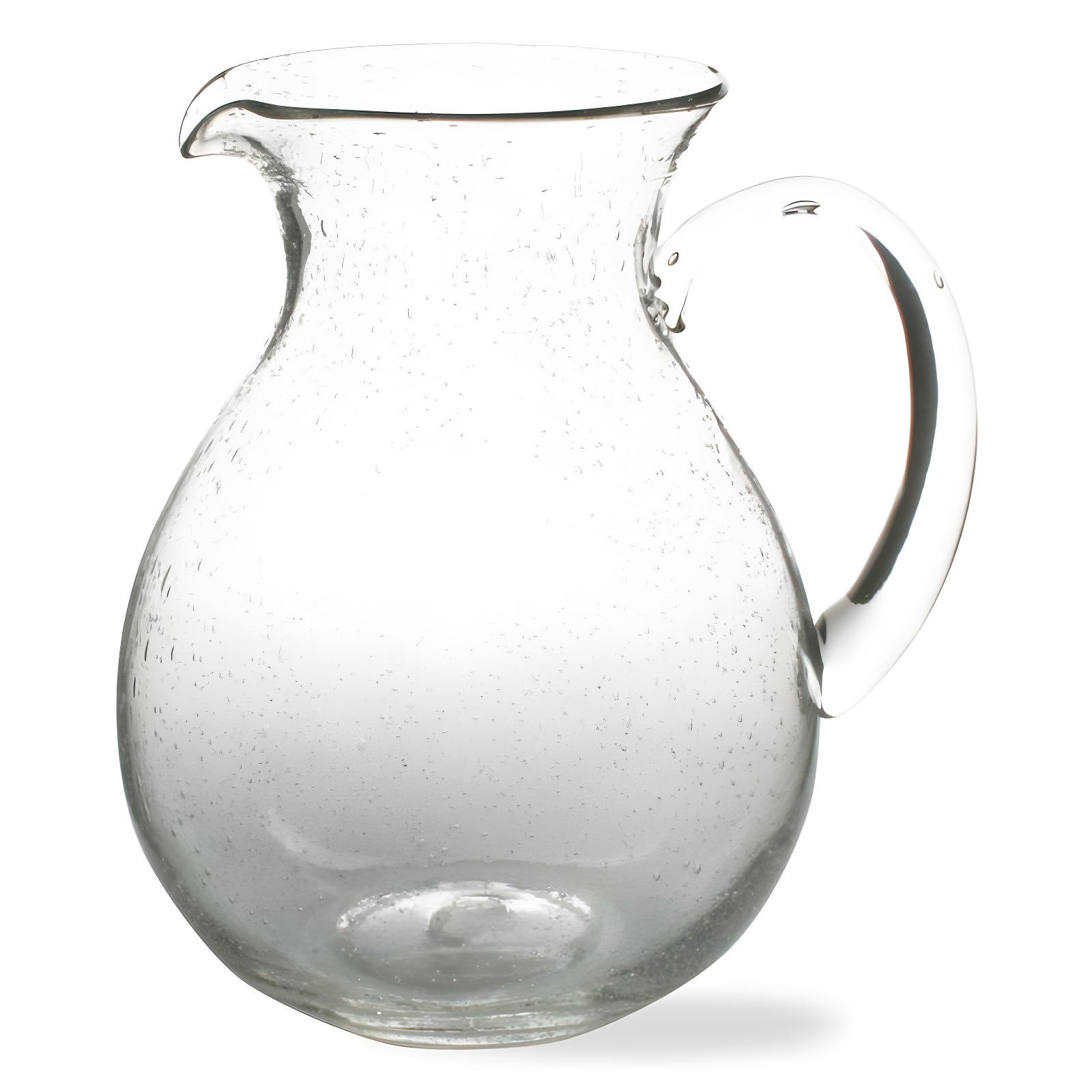 Handcrafted Clear Bubble Glass Pitcher with Handle, 64 oz