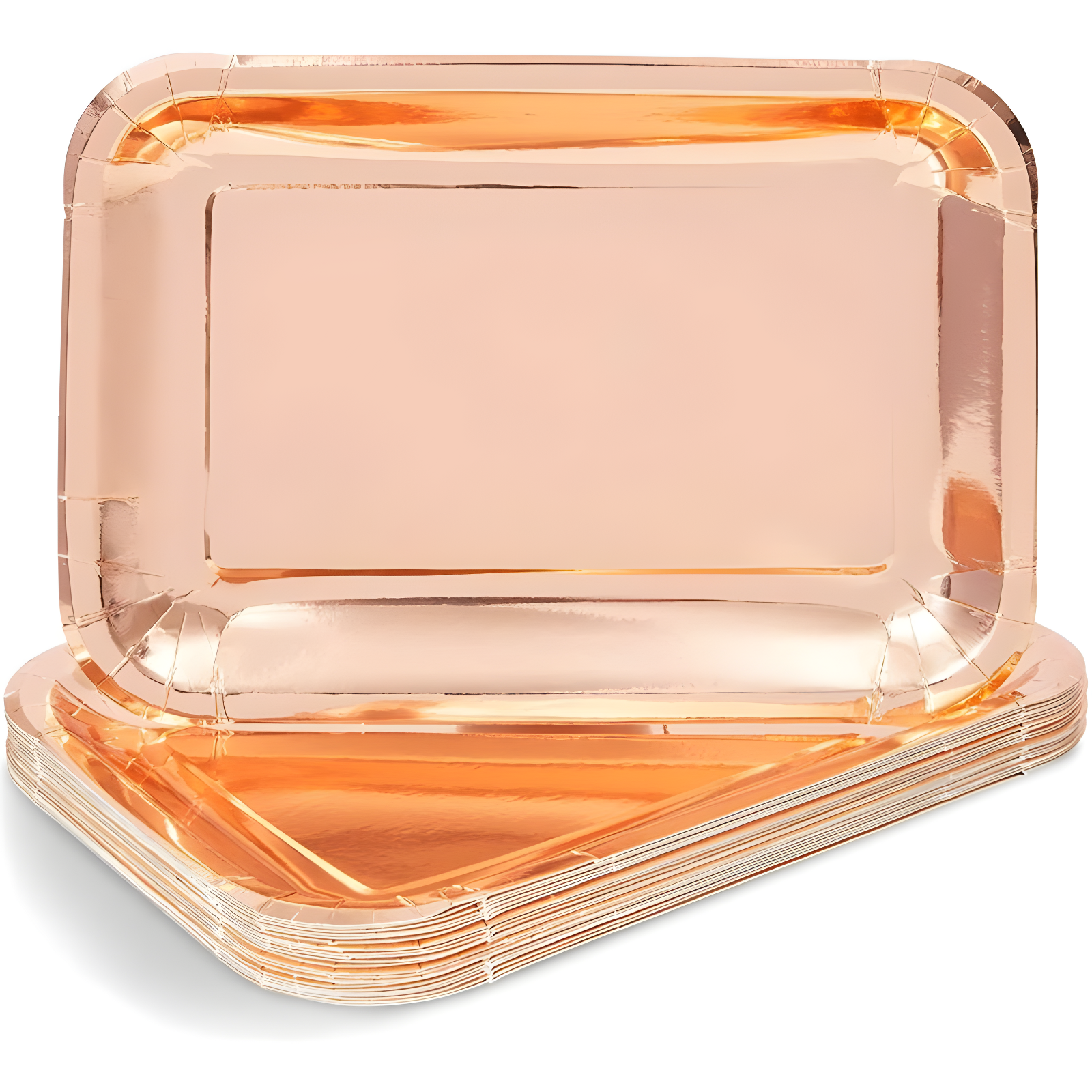 Rose Gold Foil Disposable Paper Serving Trays, 9 x 13 Inch, 24 Pack