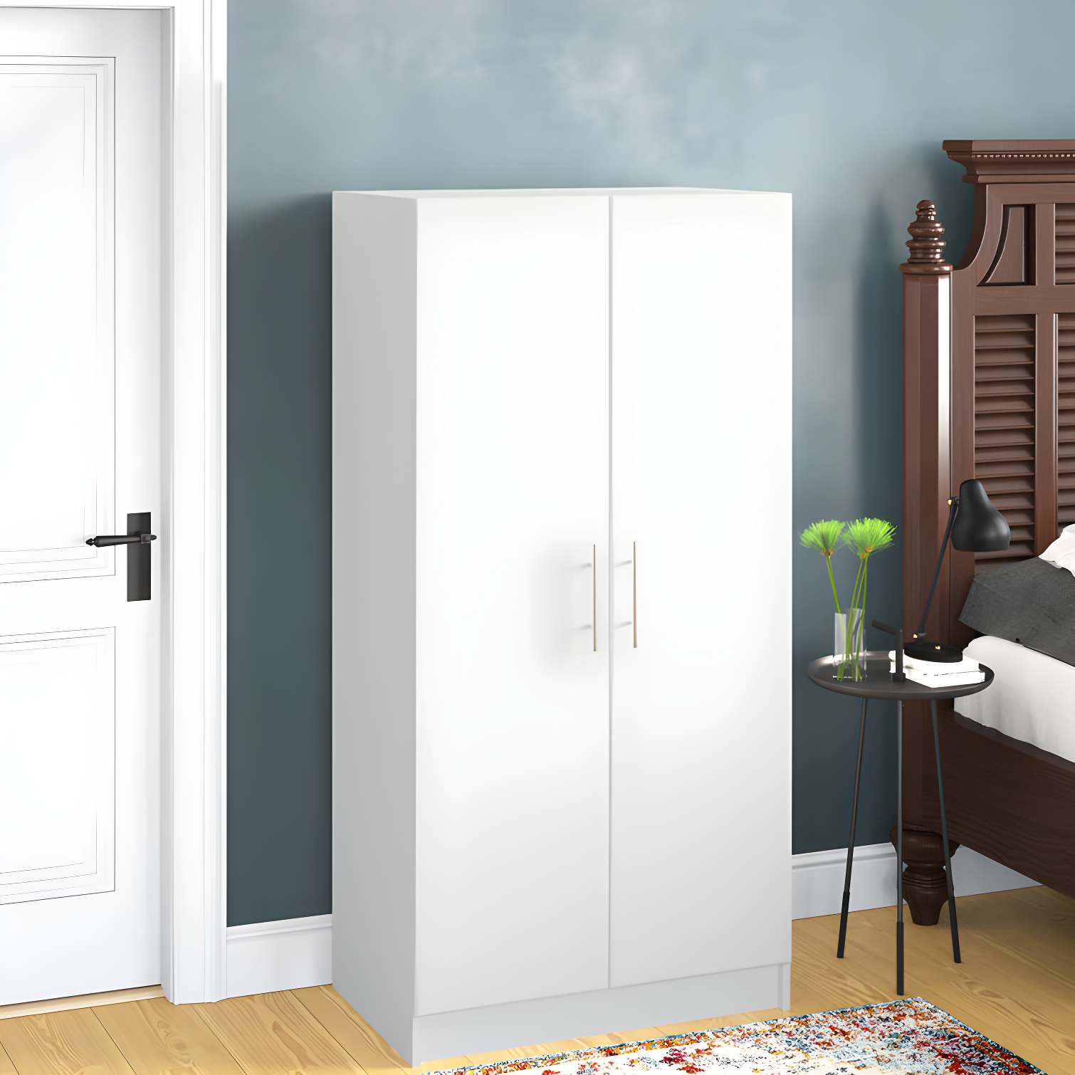 White 72" Transitional Laminated Wardrobe Cabinet