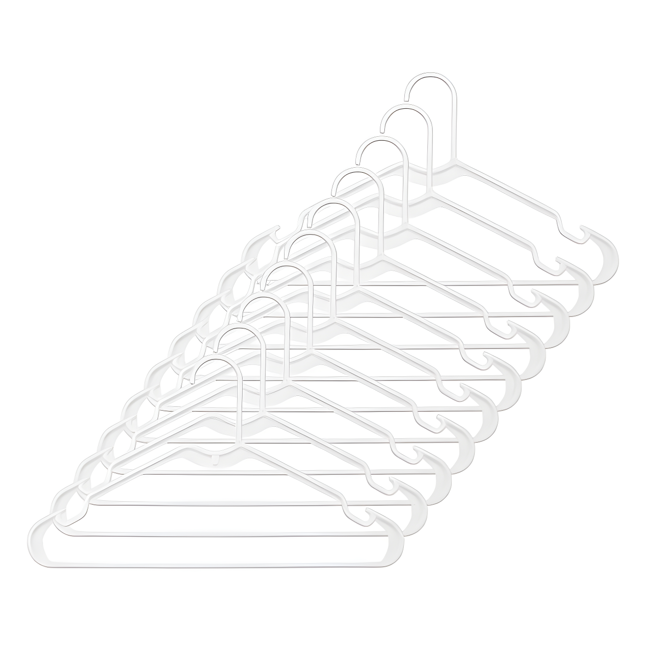 White Plastic Suit Hangers with Ribbed Pant Bar, Pack of 10