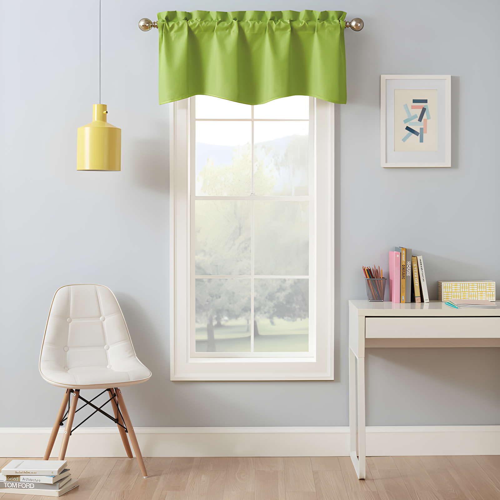 Kendall Lime Green Scalloped Rod Pocket Valance